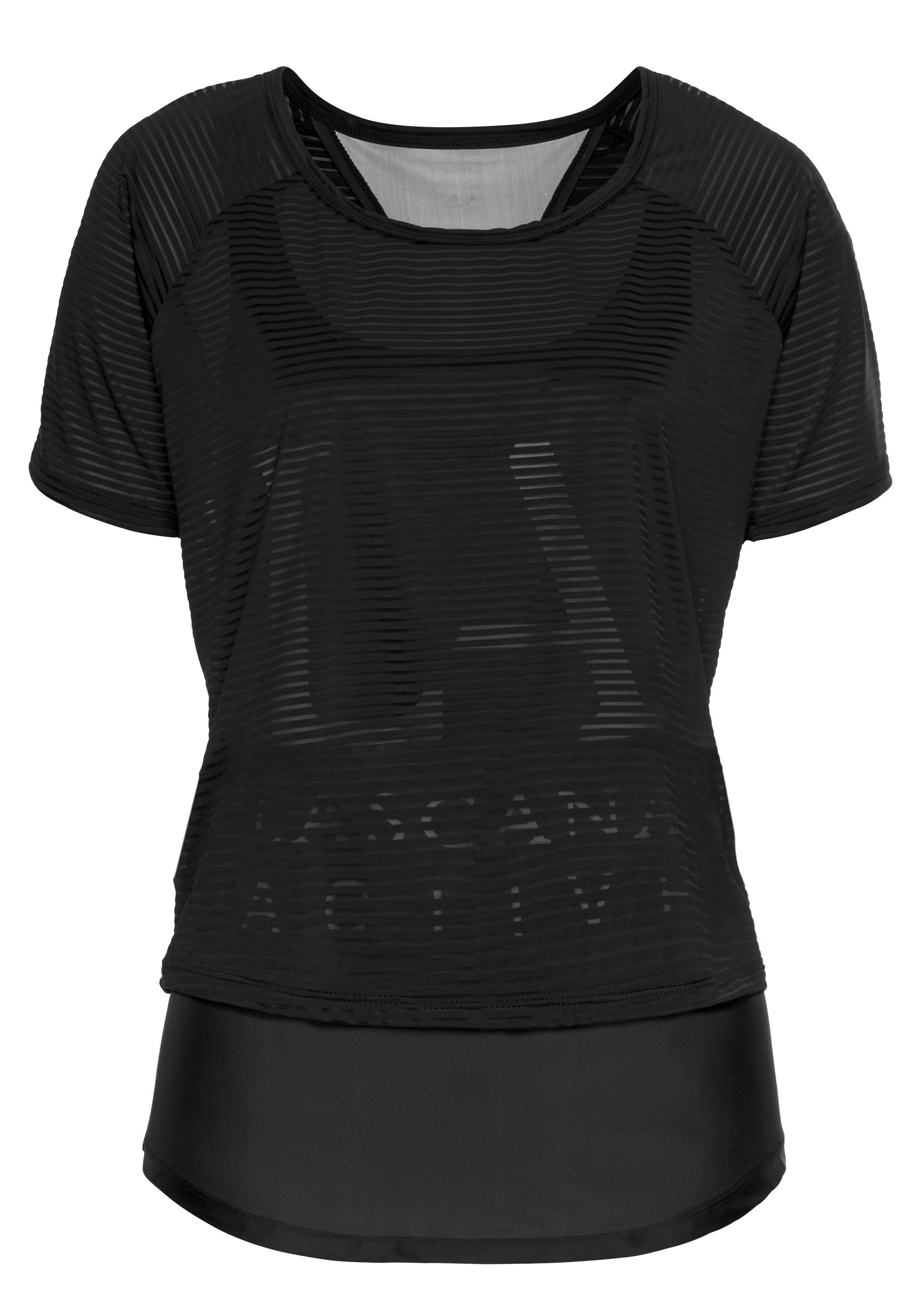 active by Lascana Functioneel shirt Digital Mauve 2-in-1 t-shirt in laagjesdesign