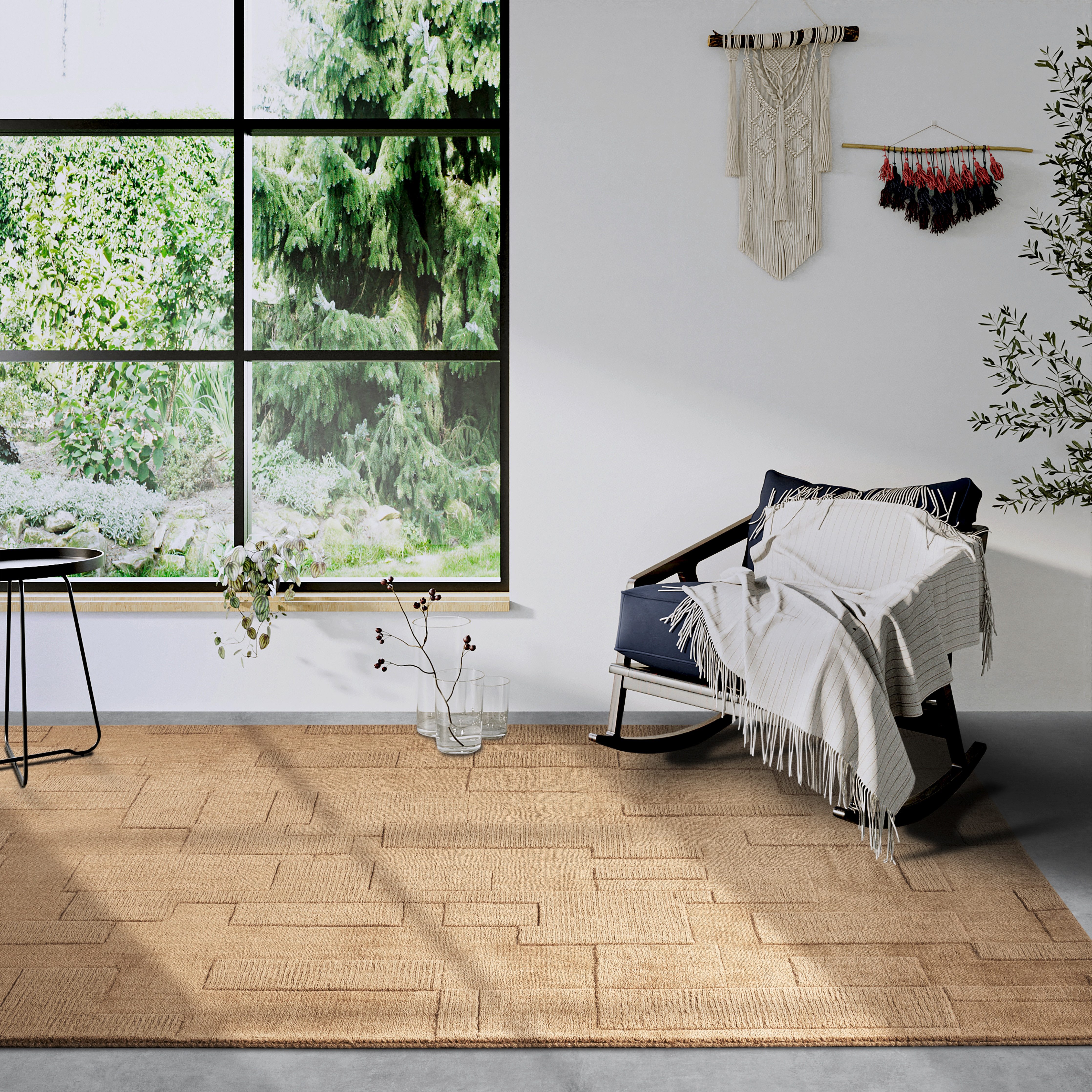 Villeroy & Boch Wollen kleed Wilhelmine Loper, handgeweven, wol, natuur, woonkamer, geometrie, boho