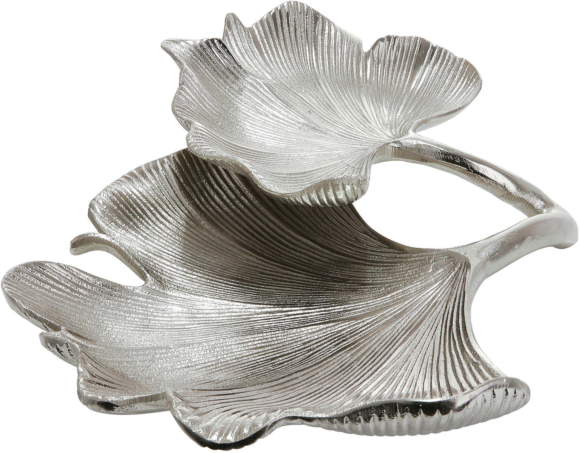 GILDE Decoratieve schaal Schaal ginkgo blad, zilver zilverkleur (1 stuk)