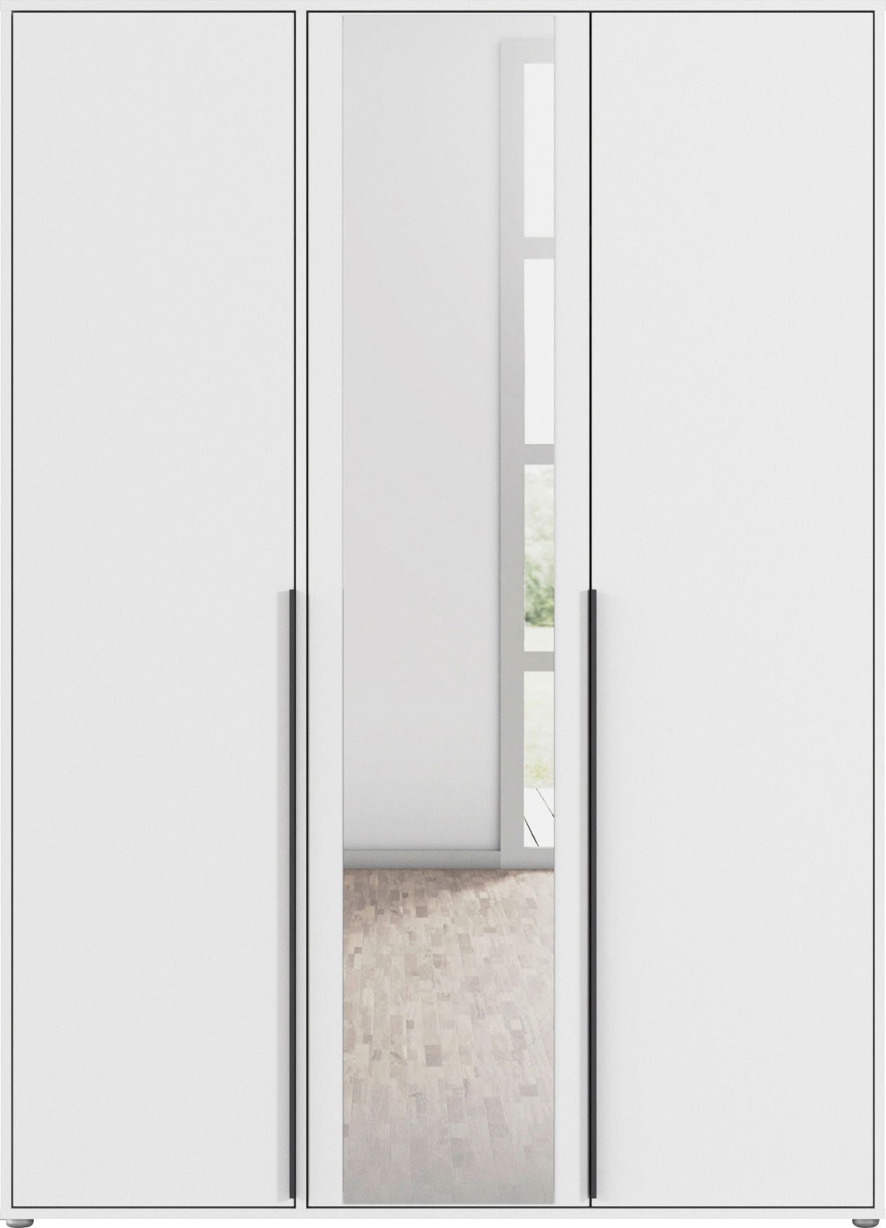 rauch Draaideurkast Kledingkast Kast Garderobe Wasmand NAGATA met Spiegel und modernen stangengriffen in graumetallic topseller made in germany