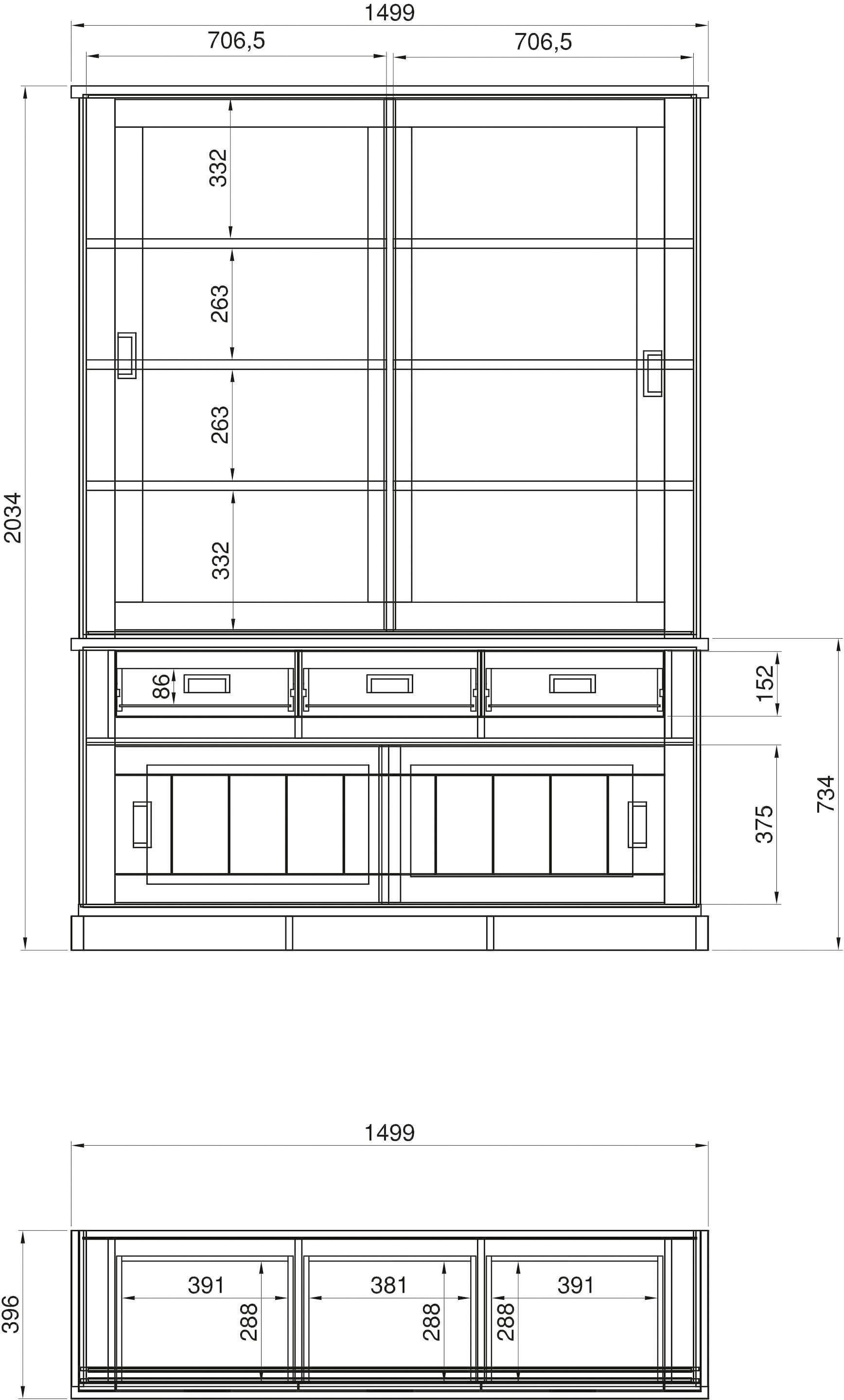Home affaire Buffetkast Orlando Hoogte ca. 204 cm