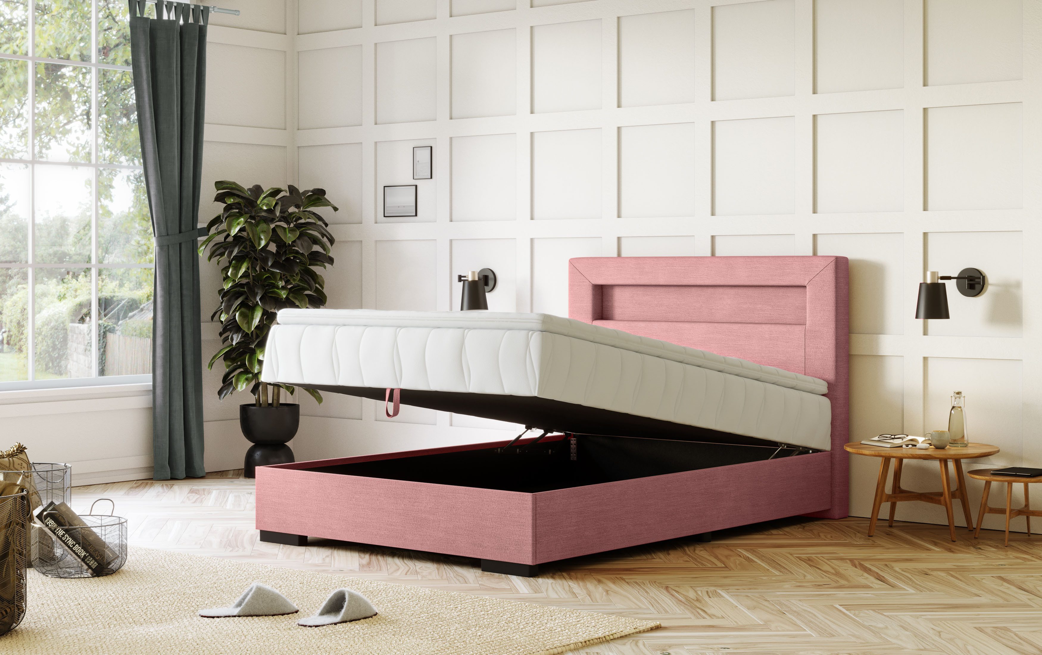 COTTA Boxspring Kelly uitgerust met led-licht, incl. bedlade