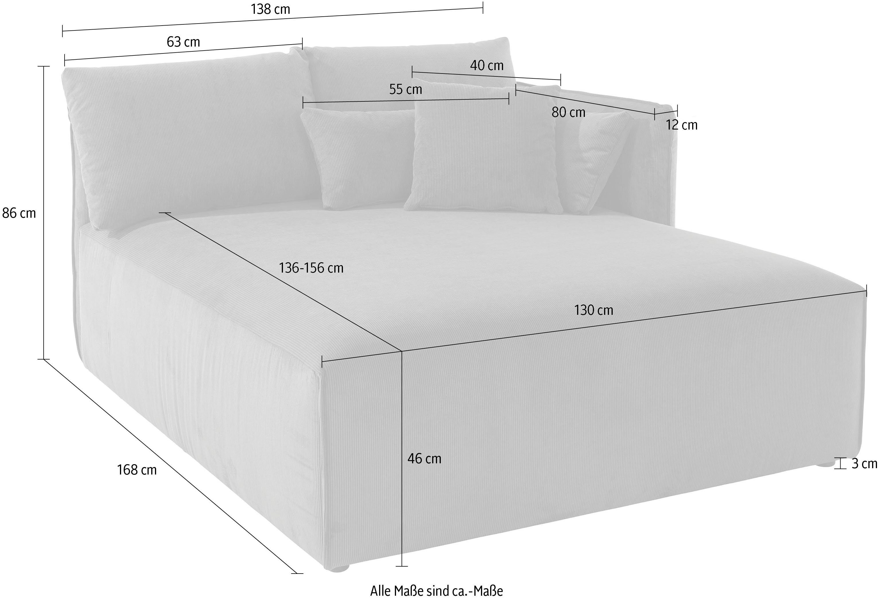 andas Ottomane Nöre Lounge-module - om zelf samen te stellen, breedte 138 cm, diepte 168 cm