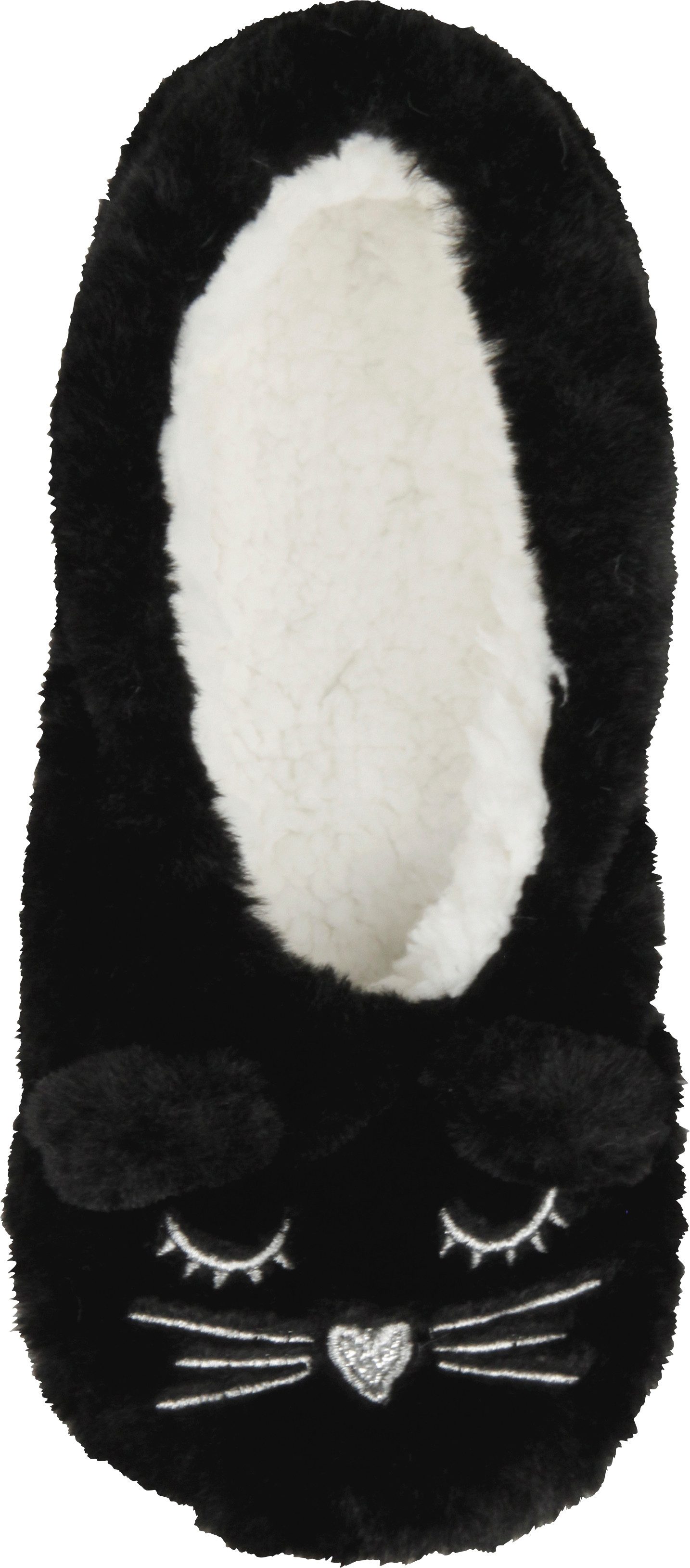 Capelli New York Huissokken met een schattig kattenmotief dames sokken maat 35-38 zwart