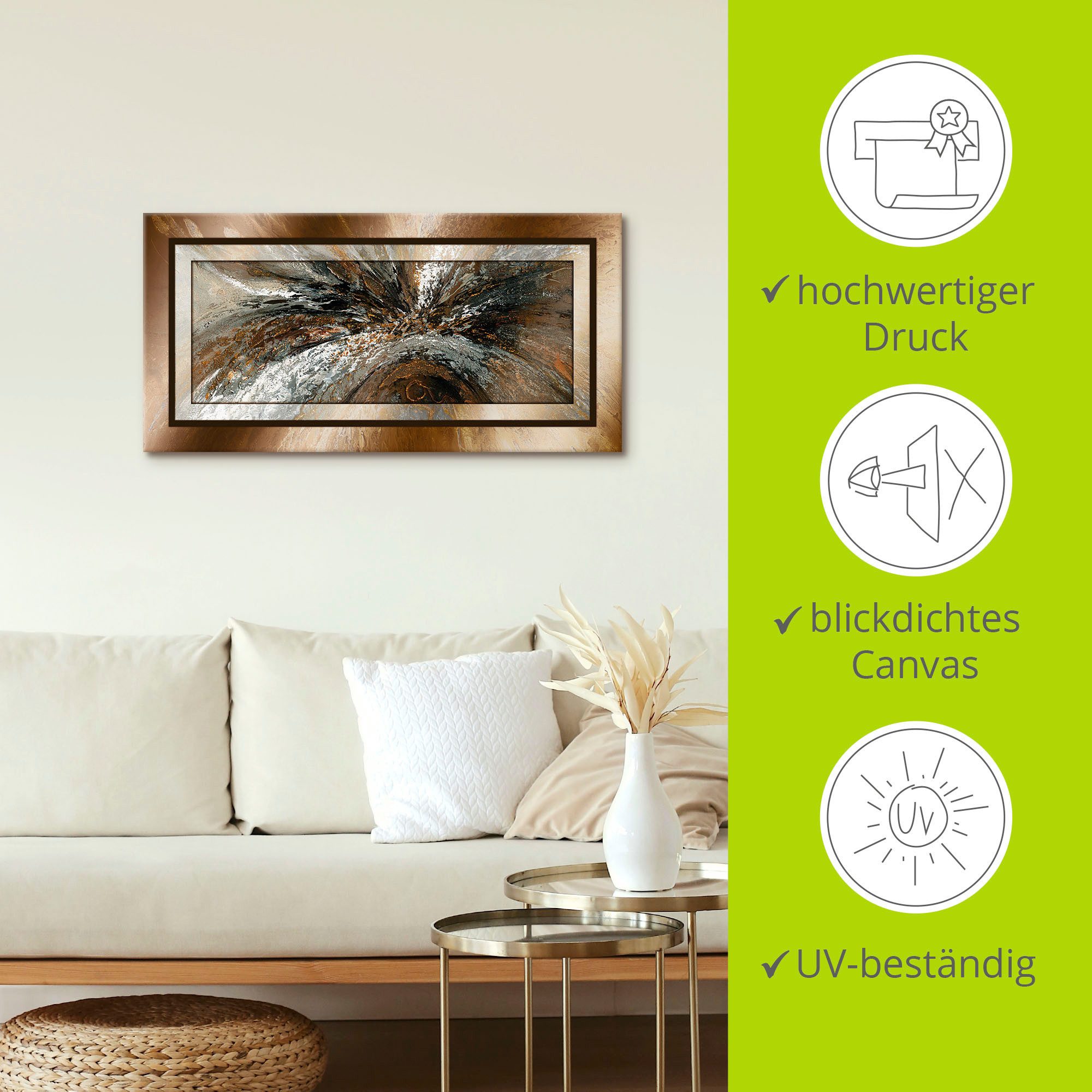 Artland Artprint Goudkleur abstract 1 als artprint van aluminium, artprint voor buiten, artprint op linnen, poster in verschillende maten. maten