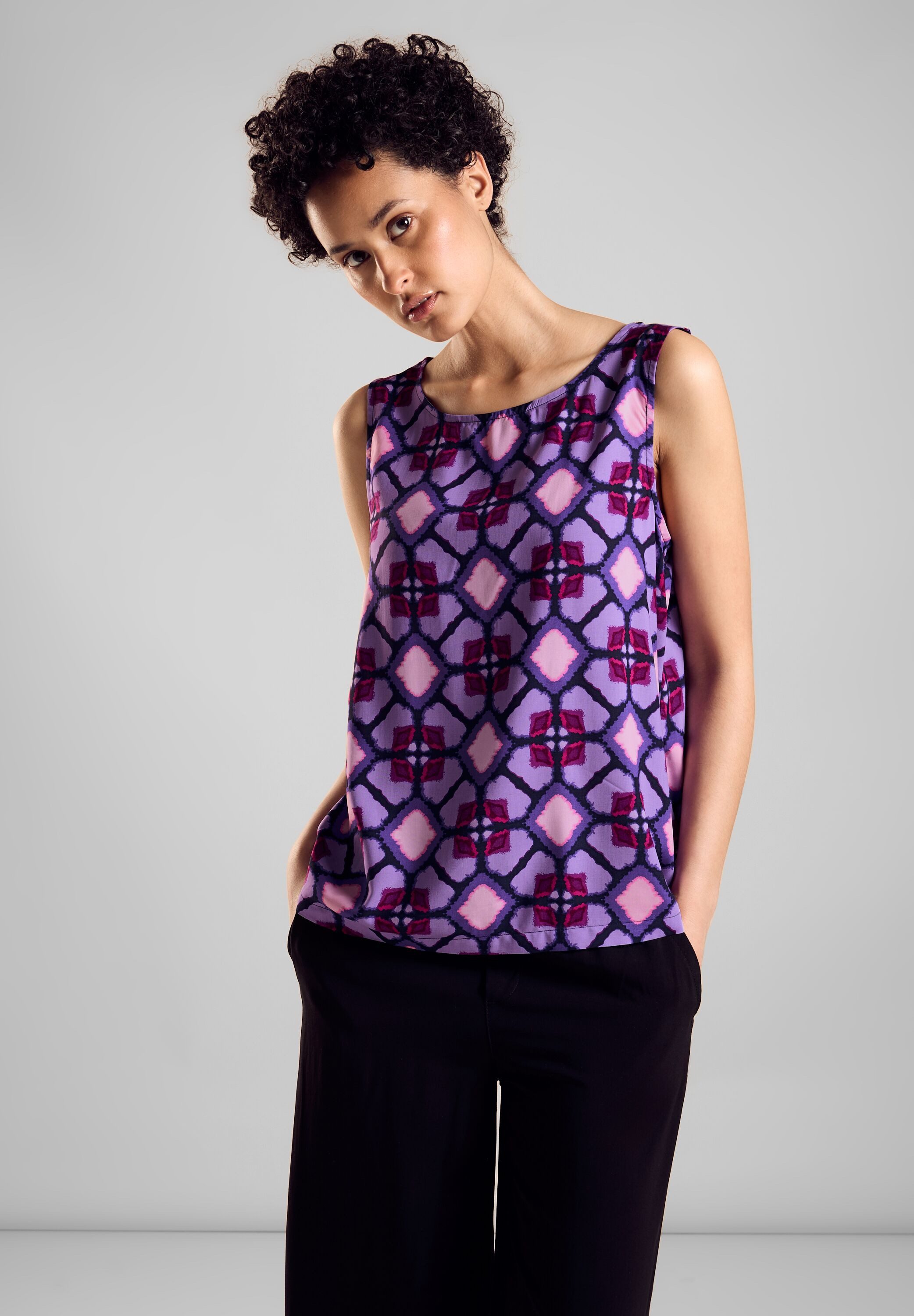 STREET ONE Top met print all-over dames tops maat 38 paars