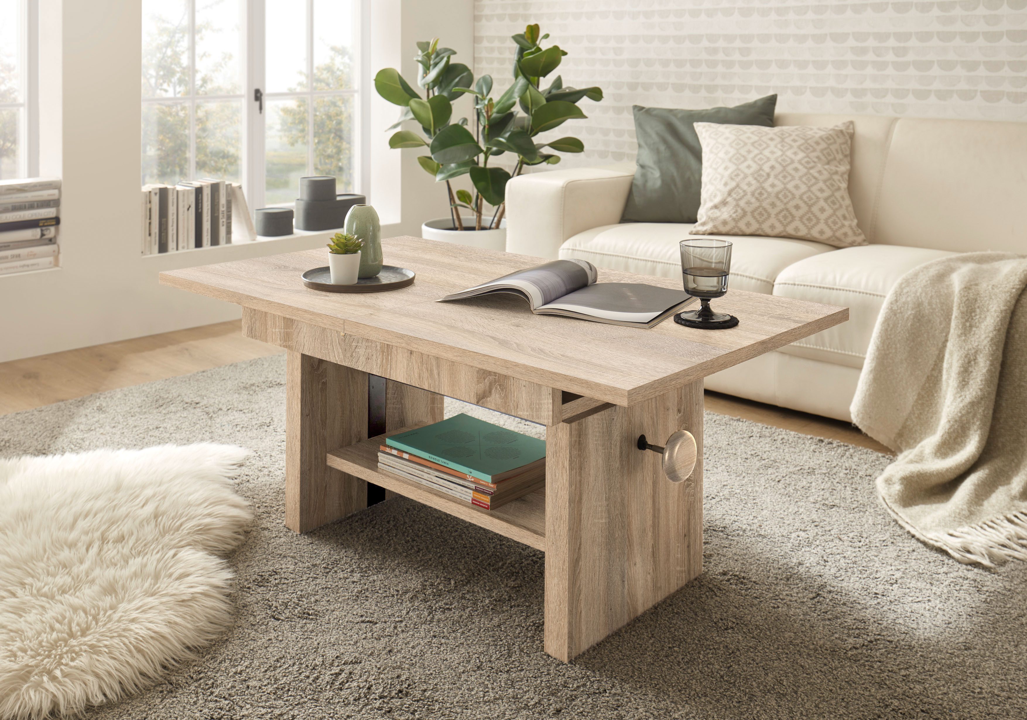 Stolkom Salontafel Event hoogte verstelbaar, uitschuifbaar, BxHxD 110-150x48-63x65 cm Hoogte verstelbaar met liftmechaniek en uittrekbaar in 3 kleurvarianten