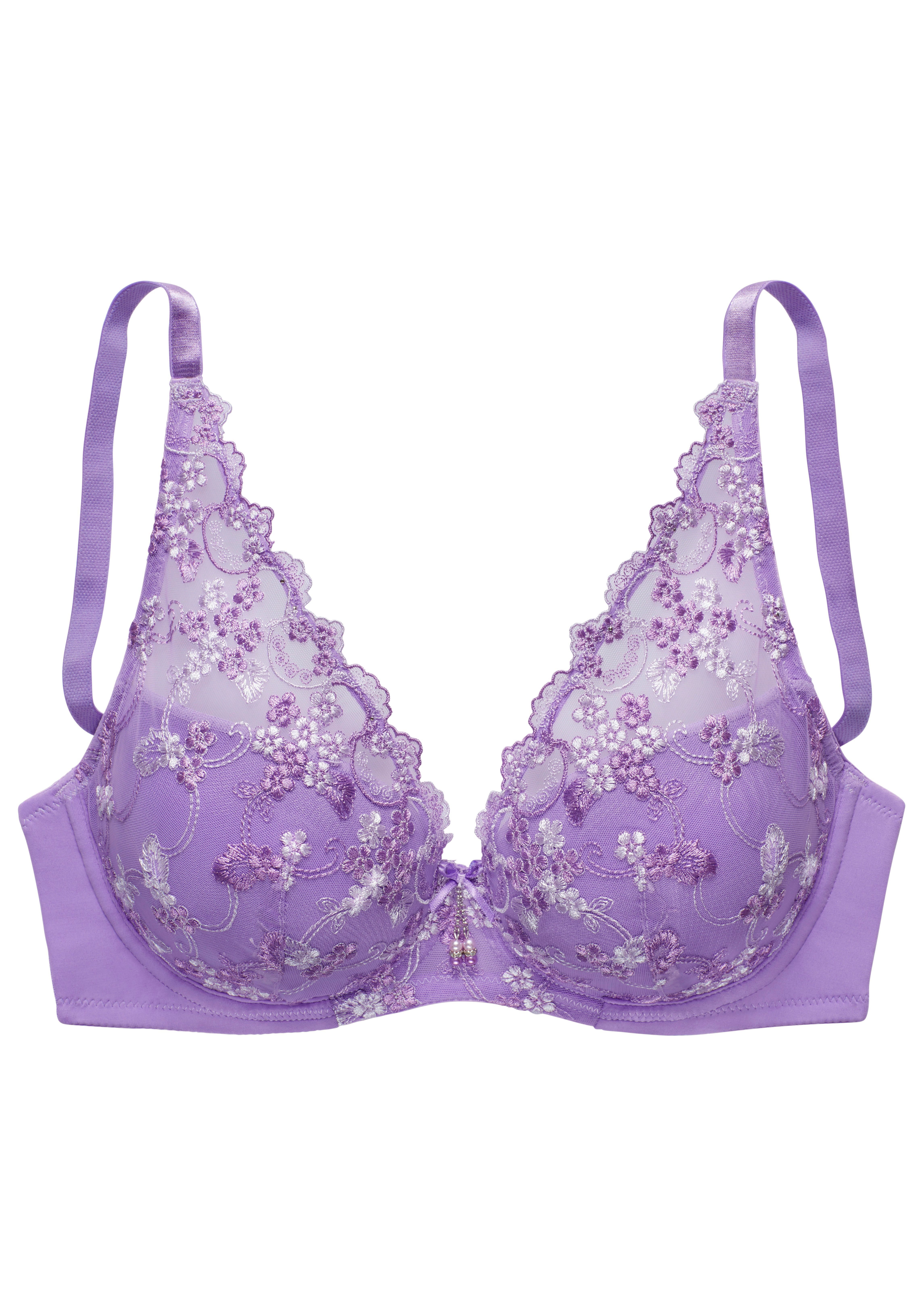 Lascana Bh met steuncups met beugel in high-apex snit van geborduurd kant, sexy lingerie