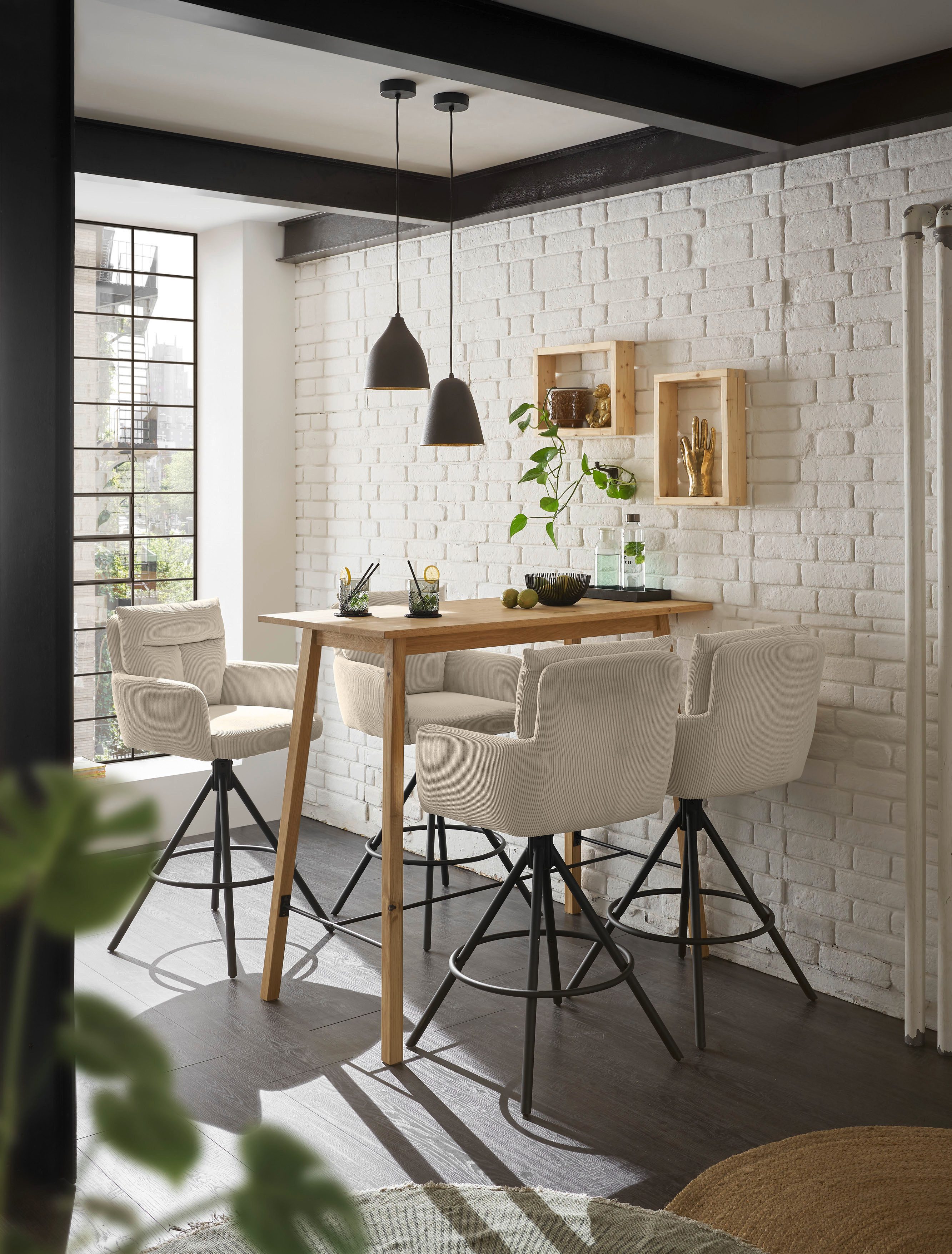 Stolkom Bartafel Jules eik massief hout geolied, hoge tafel BxHxD 120x104x60 cm