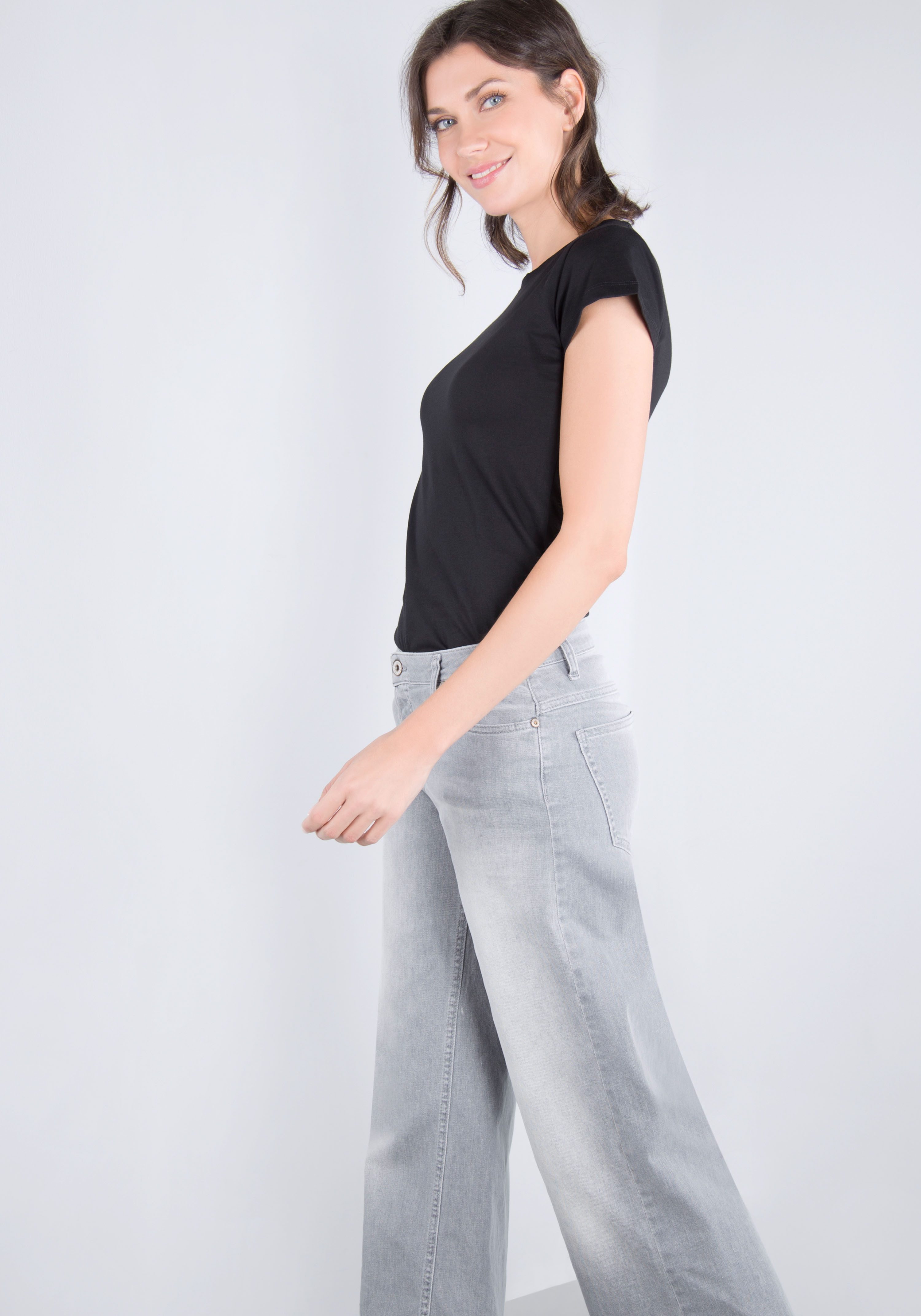 Please Jeans 5-pocket jeans met brede pijp en fade-out effecten