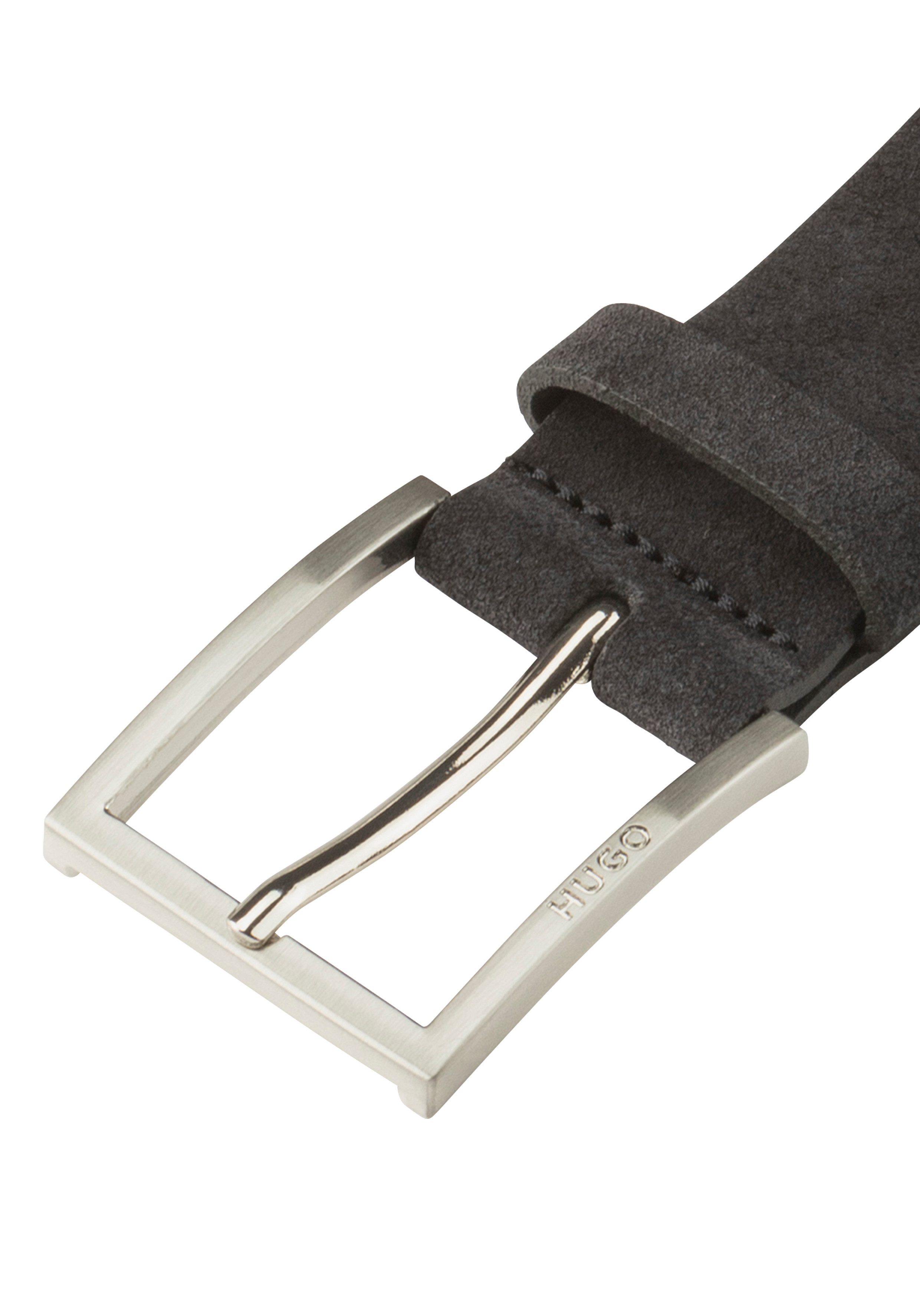 HUGO Leren riem Mirto_Sz35 van suedeleer met logo-engraving op de speldsluiting