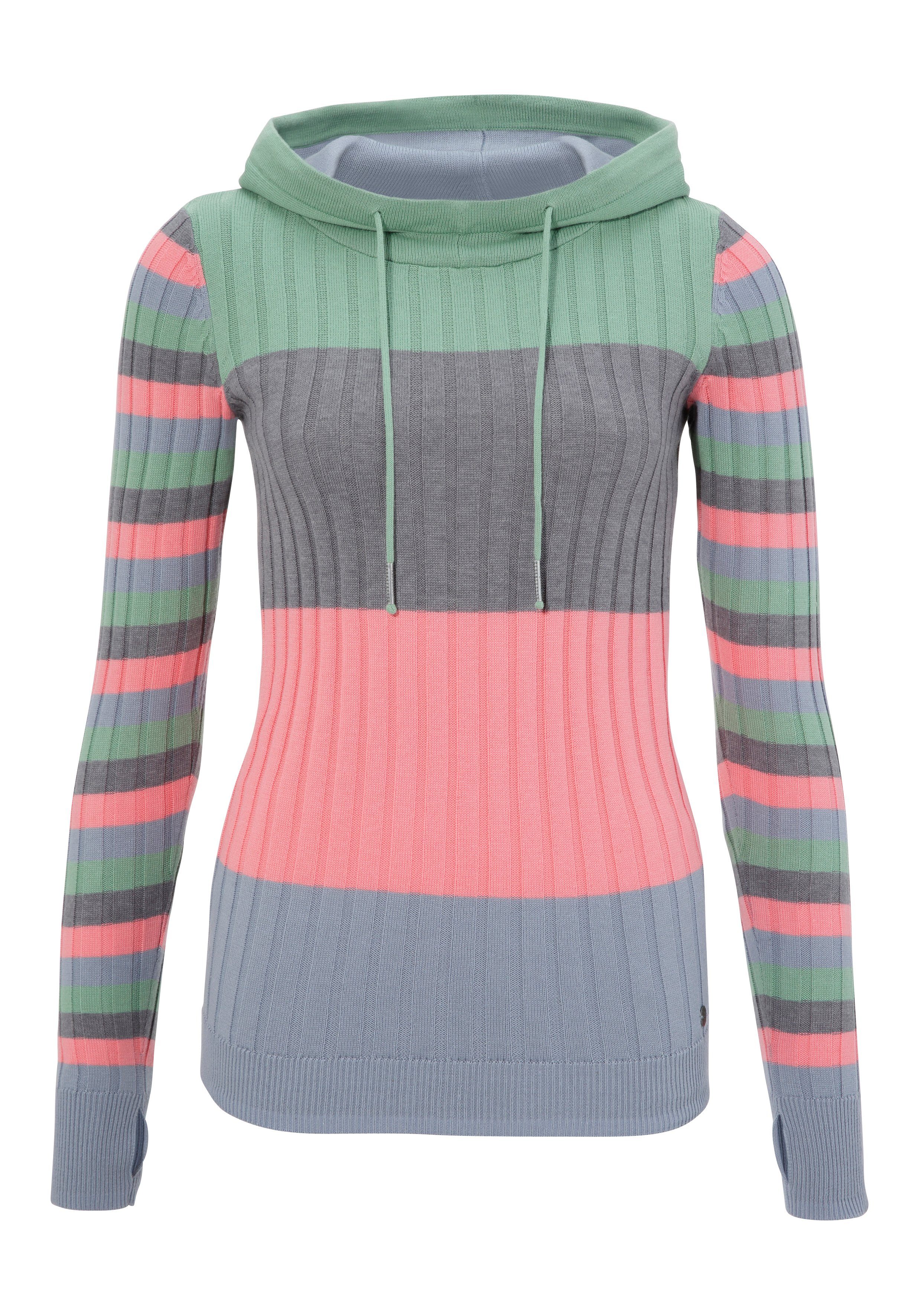 KangaROOS Capuchontrui met trendy colorblocking in verschillende streepbreedtes