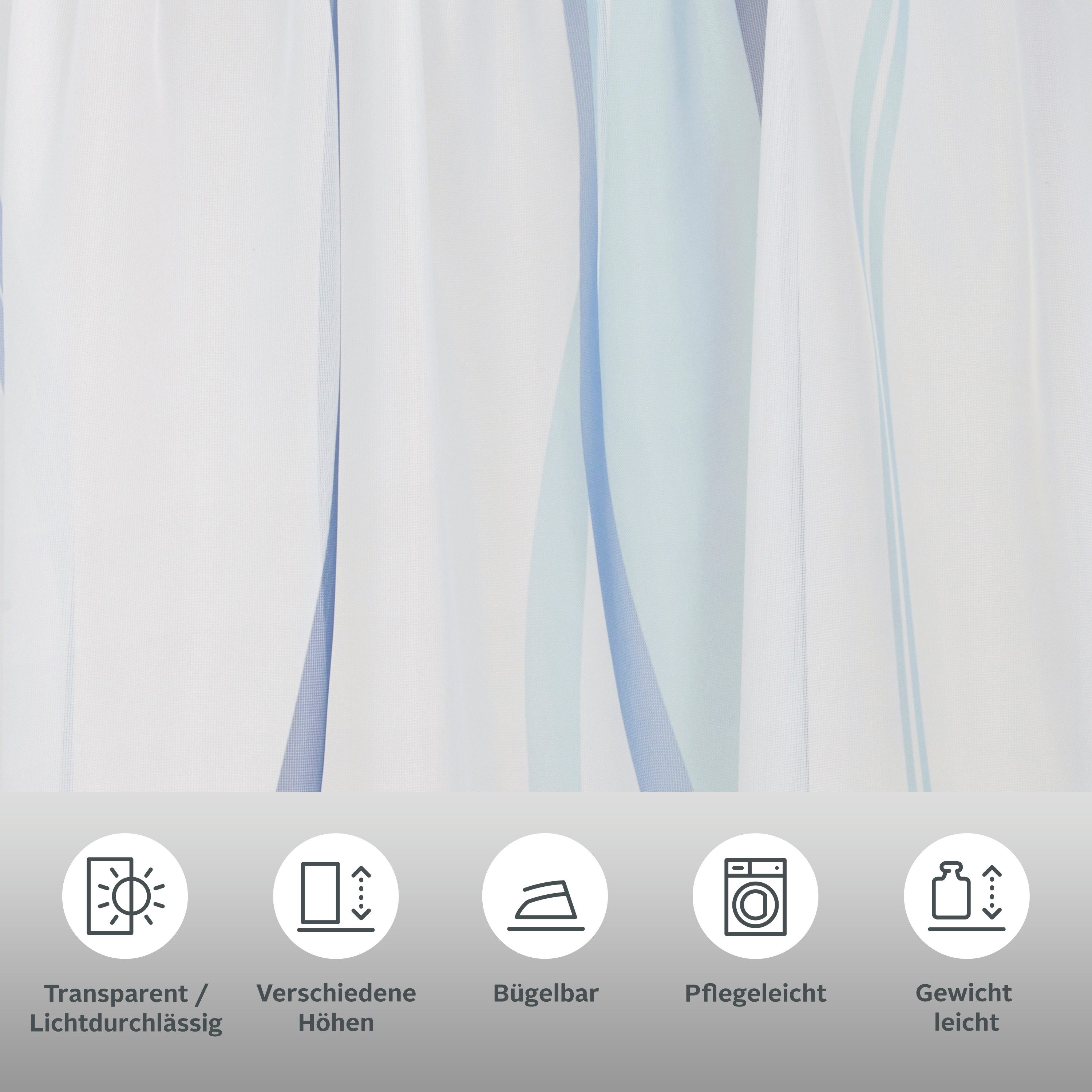 my home Gordijn Dimona set van 2, voile, polyester, golven (2 stuks)