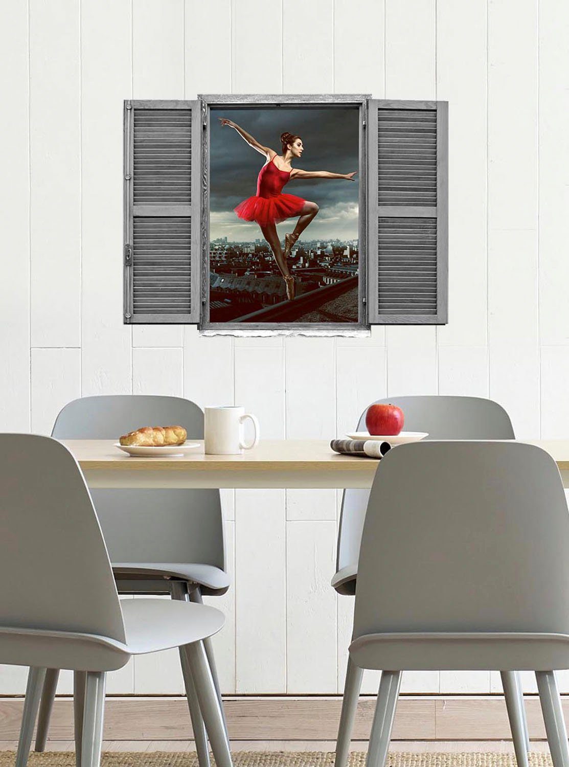 queence Wandfolie Danseres Muursticker, muurdecoratie, zelfklevend, 3D, raam (1 stuk)