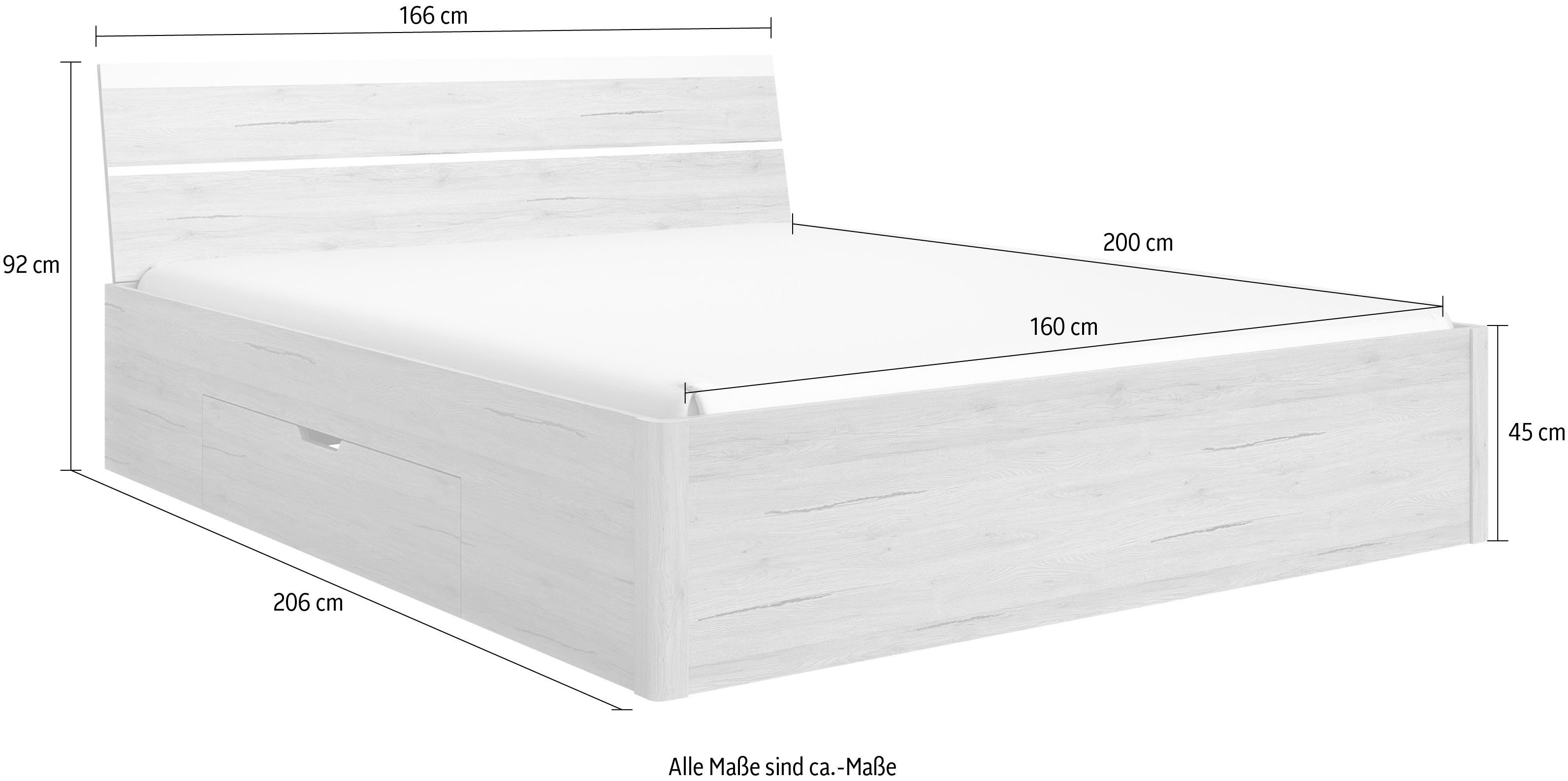 Home affaire Ledikant met bergruimte Beta, breedte 160 of 180cm, moderne bedopstelling met 2 lades