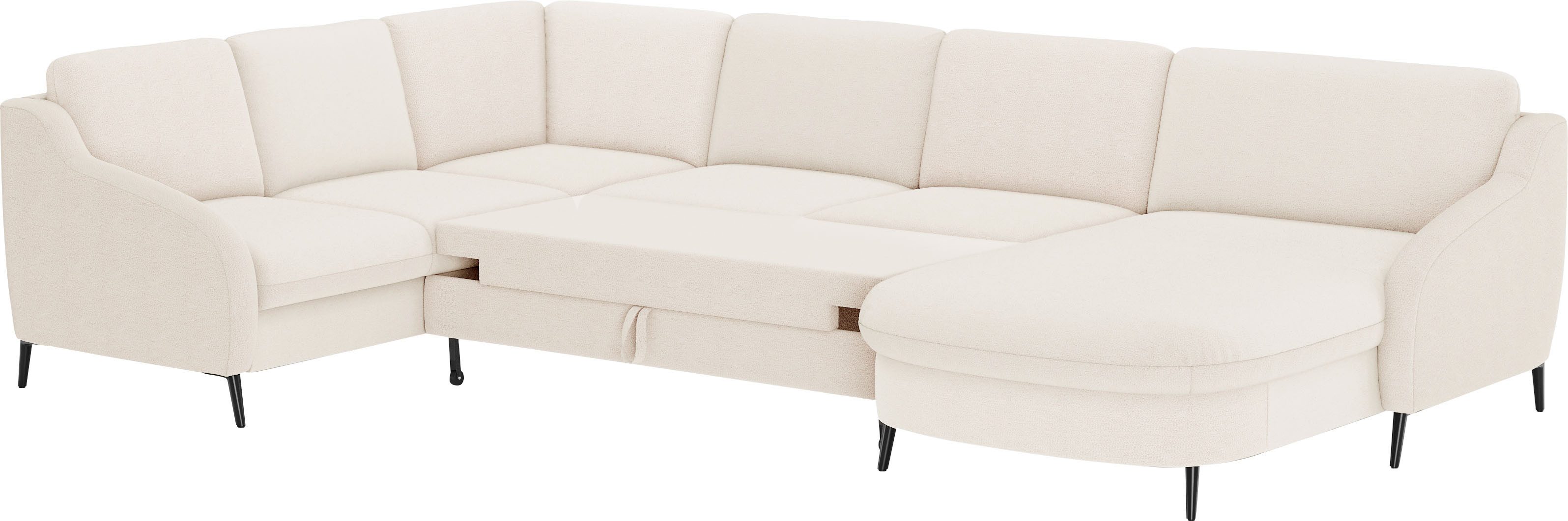sit&more Zithoek Soul U-model optioneel met bedfunctie en bedlade of lade