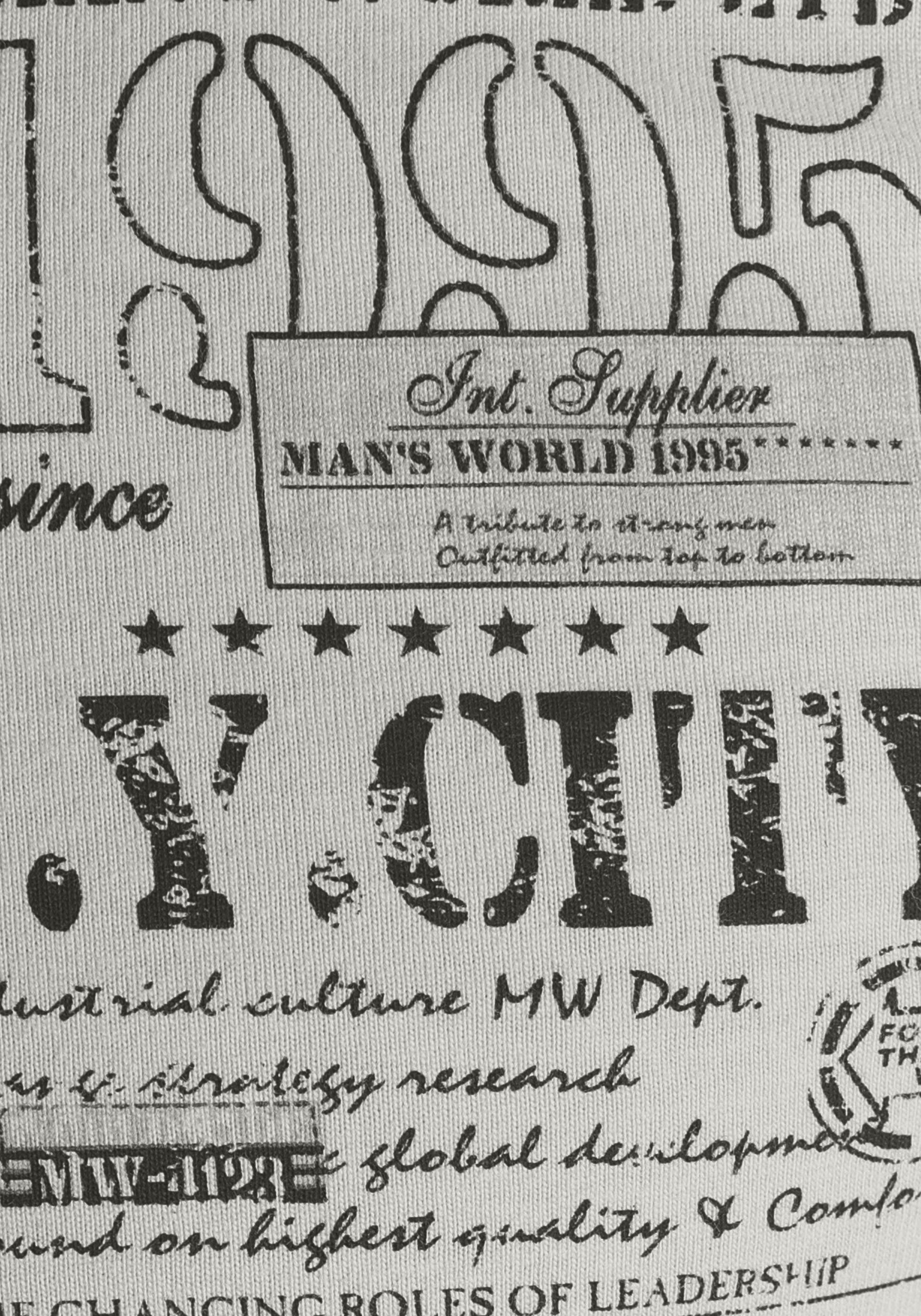 Man's World Henleyshirt Langarm met casual print ronde hals met knopenrij