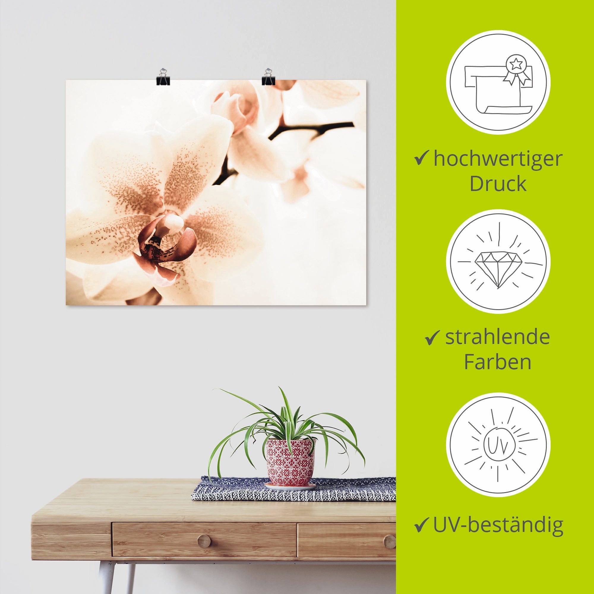 Artland Artprint Orchidee abstracte collage als artprint op linnen, poster in verschillende formaten maten