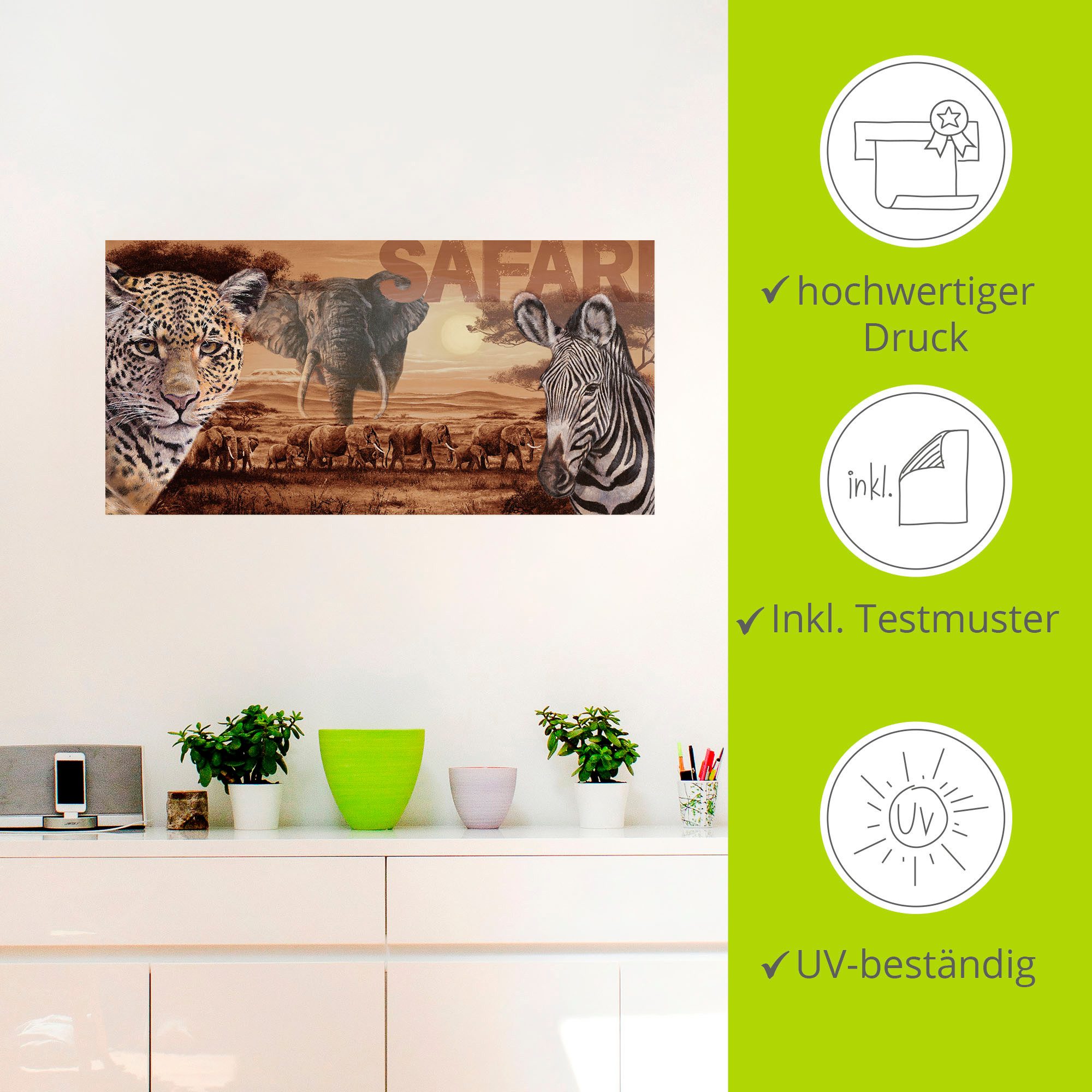 Artland Artprint Safari als artprint van aluminium, artprint op linnen, muursticker, verschillende maten