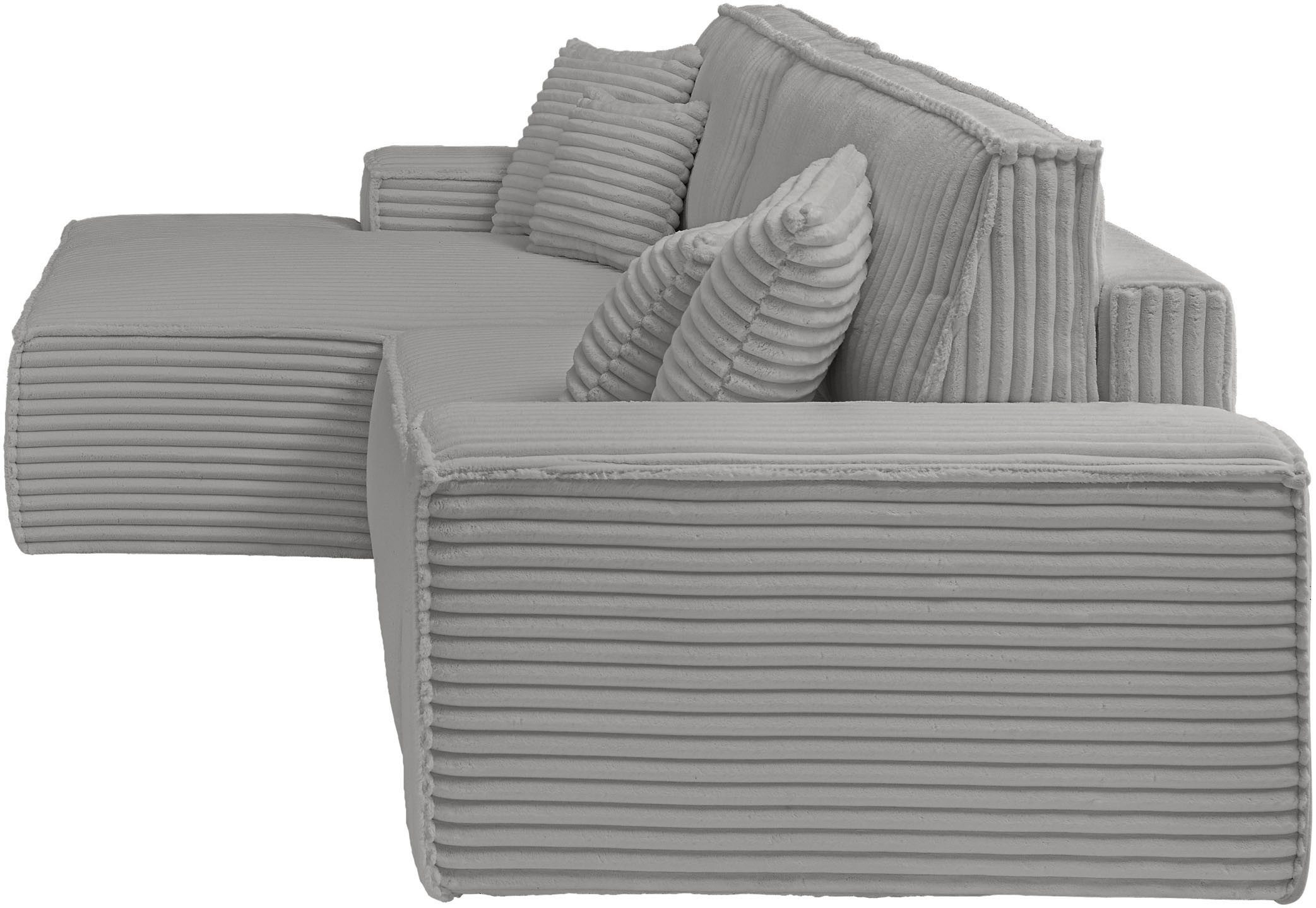 andas Hoekbank Finnley slaapbank 267 cm in Bouclé, fijne structuur en cord, L-vorm