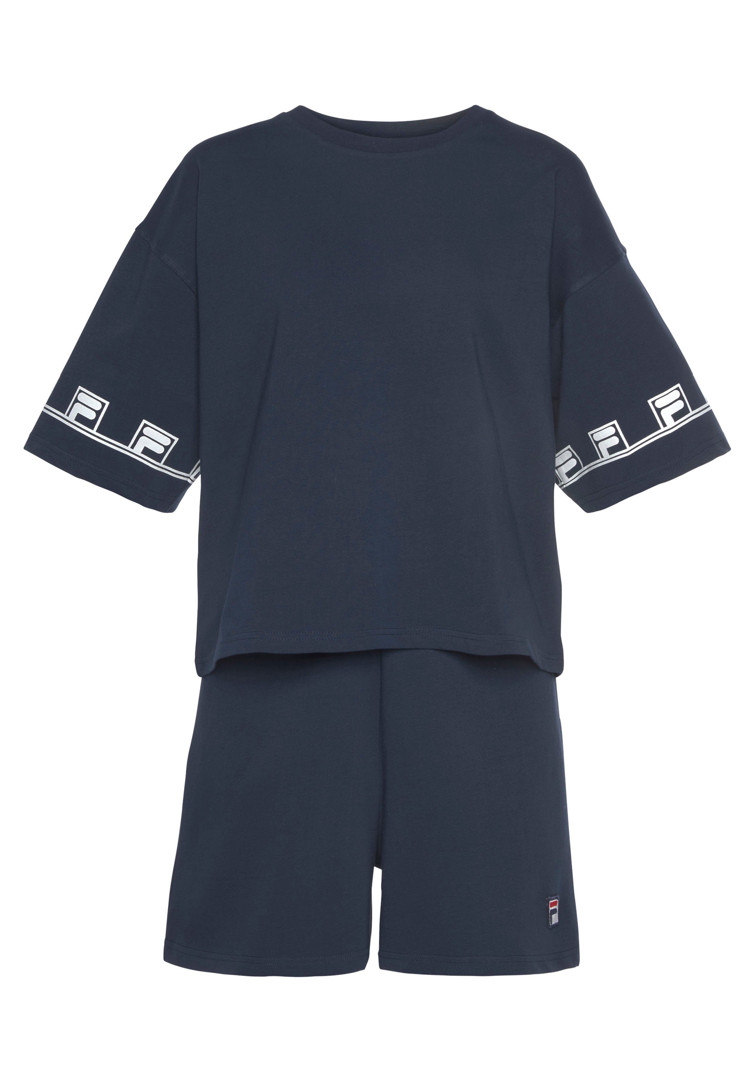 Fila Pyjama met logo details in contrastkleur (set, 2-delig)