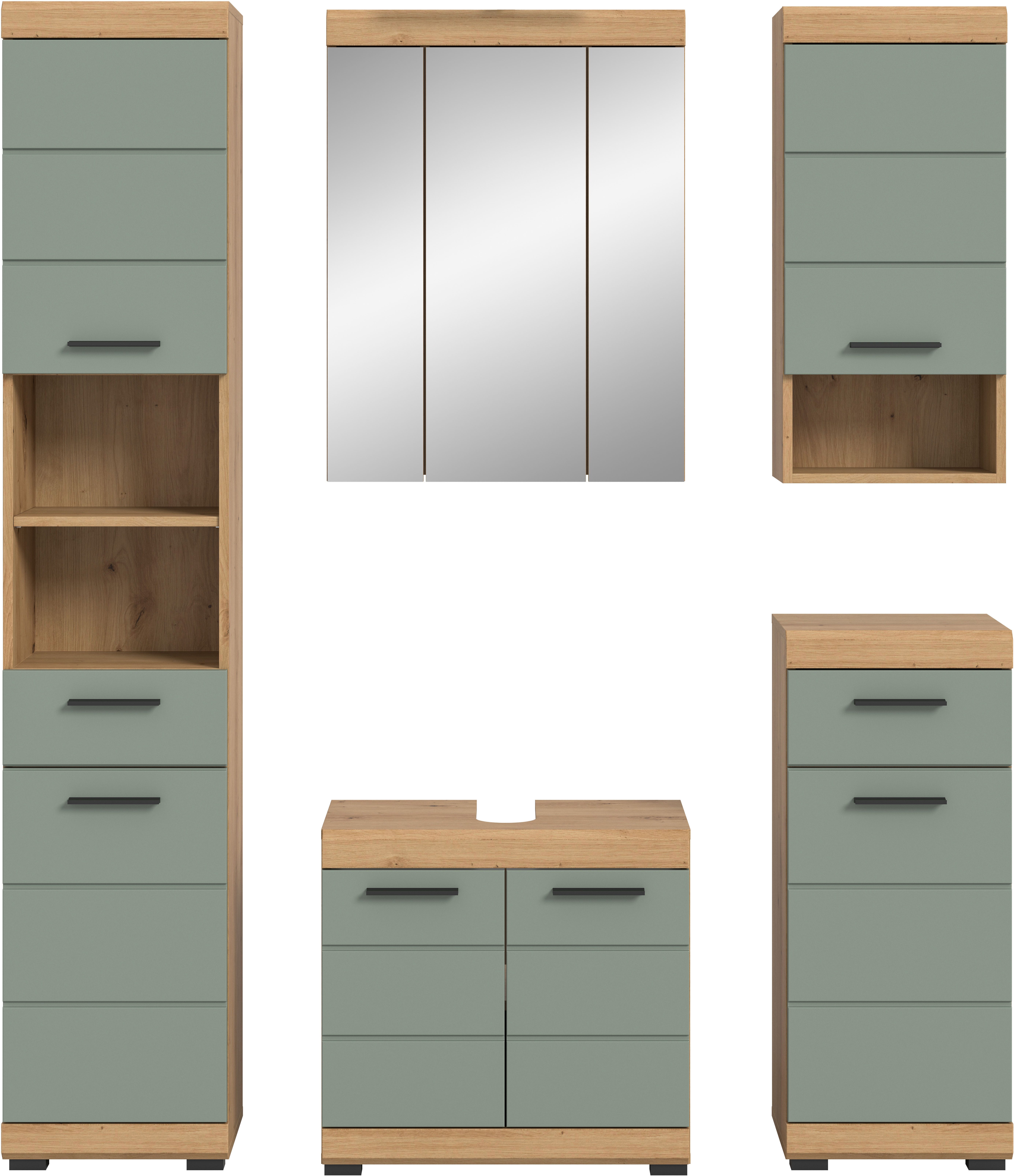 INOSIGN Badkamerserie Siena, 5-delig, bestaande uit: Hoge kast, WBU, spiegelkast, onderkast, hangkast (set, 5 stuks)