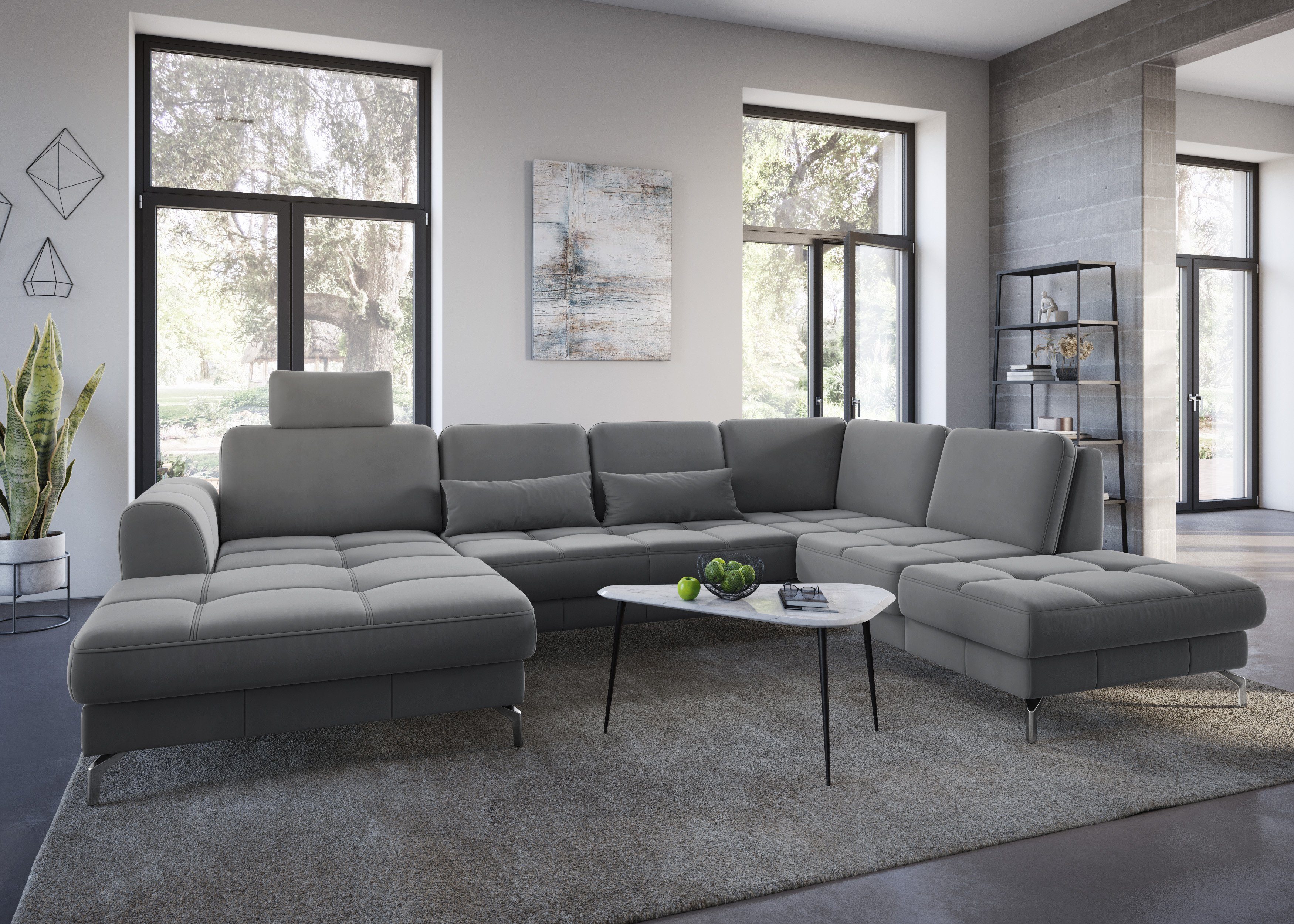 sit&more Zithoek Bendigo U-vorm inclusief zitdiepteverstelling, bodemvrijheid 12 cm, in 2 pootkleuren