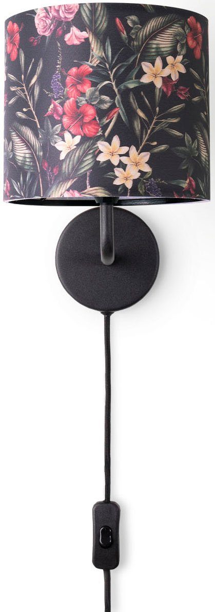 Paco Home Wandlamp Luca Flower Stofflamp bloemenpatroon wandlamp lampenkap textiel bloemig