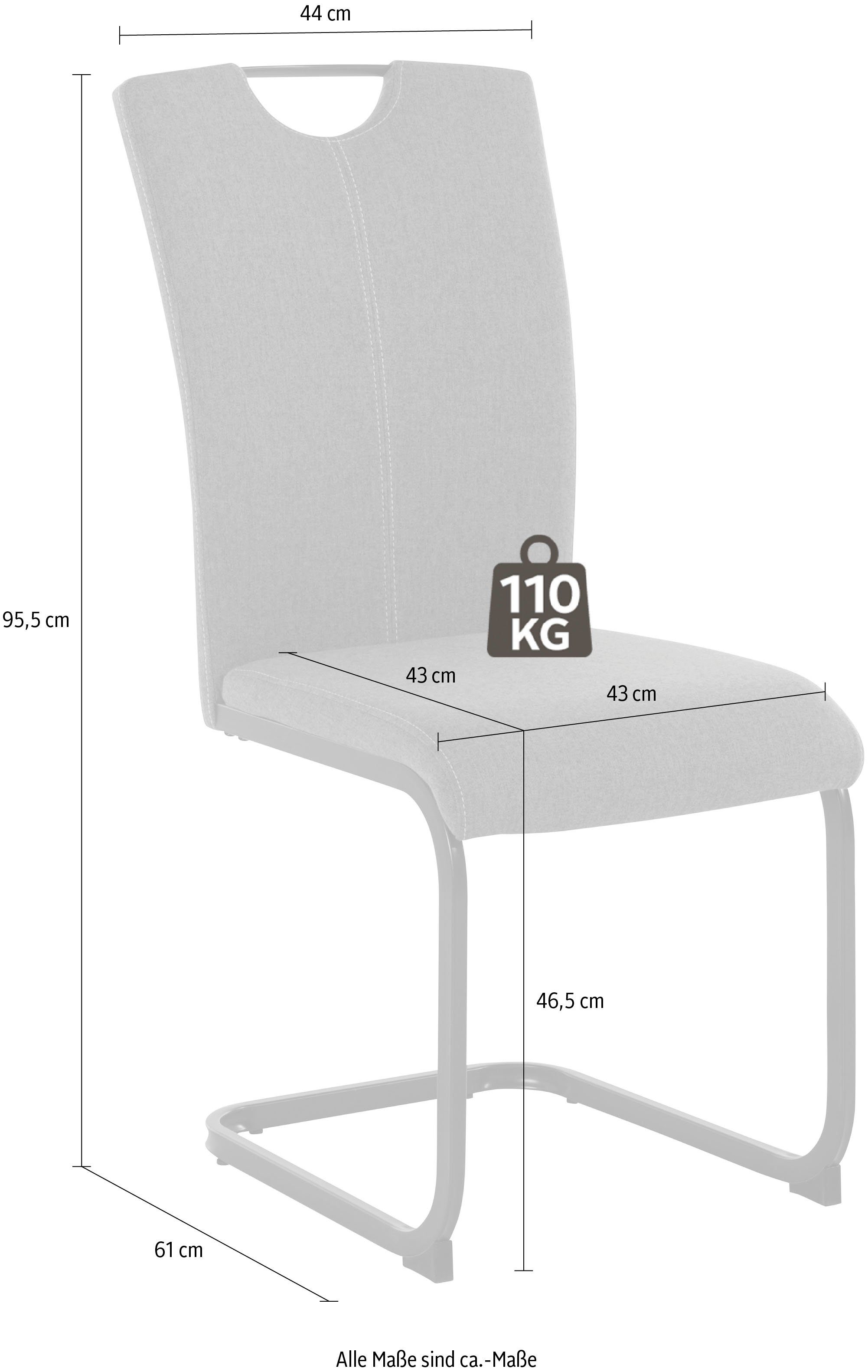 Homexperts Eetkamerstoel Viva (set van 2 of 4), overtrekstof in weefstof, metalen frame in antraciet (set)