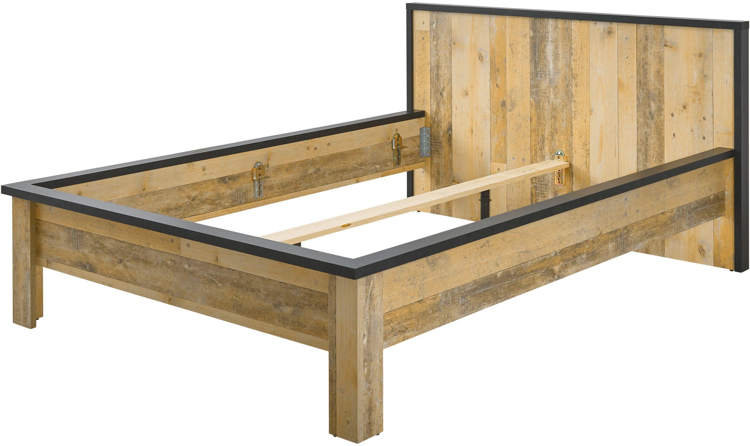 Home affaire Slaapkamerserie Sherwood Ligoppervlak 140 x 200 cm, kast 3-deurs 162 cm breed (4-delig)