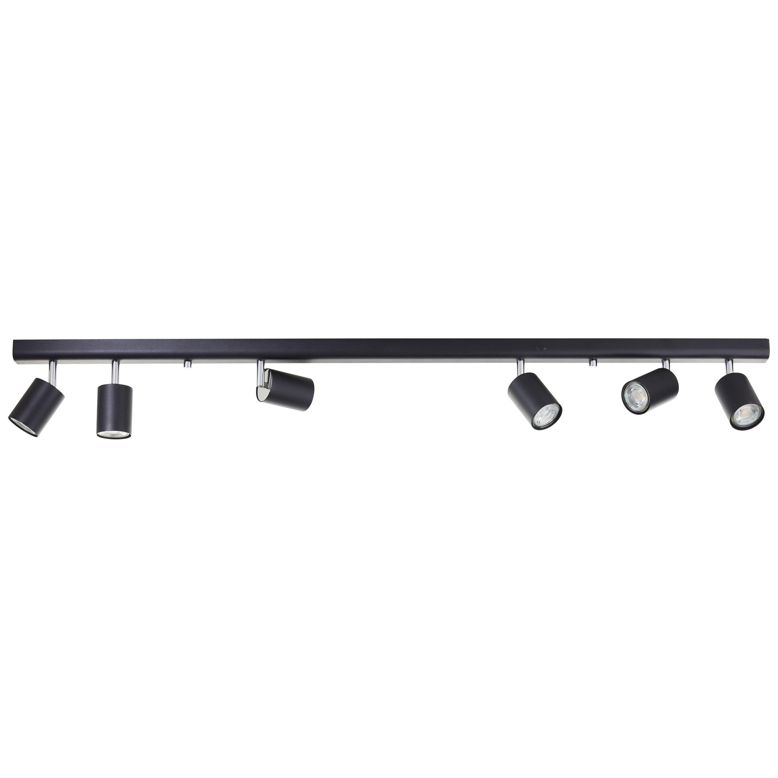 Brilliant Leuchten Plafondspot Different Spotbalk, 119 cm, 6x GU10, schwenkbaar, metaal, zwart (1 stuk)