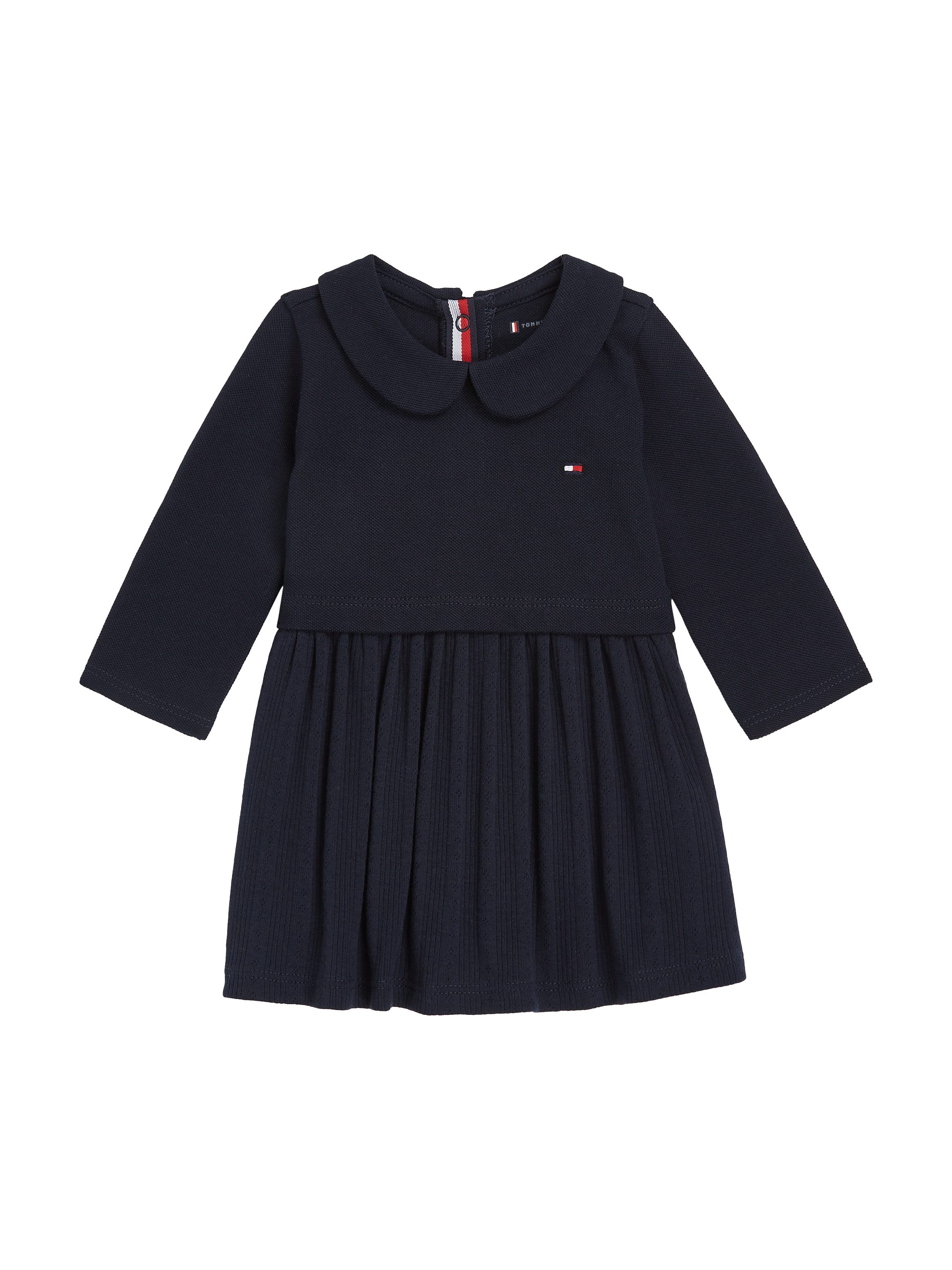 Tommy Hilfiger baby jurk donkerblauw Meisjes Katoen Peter Pan-kraag Effen 68