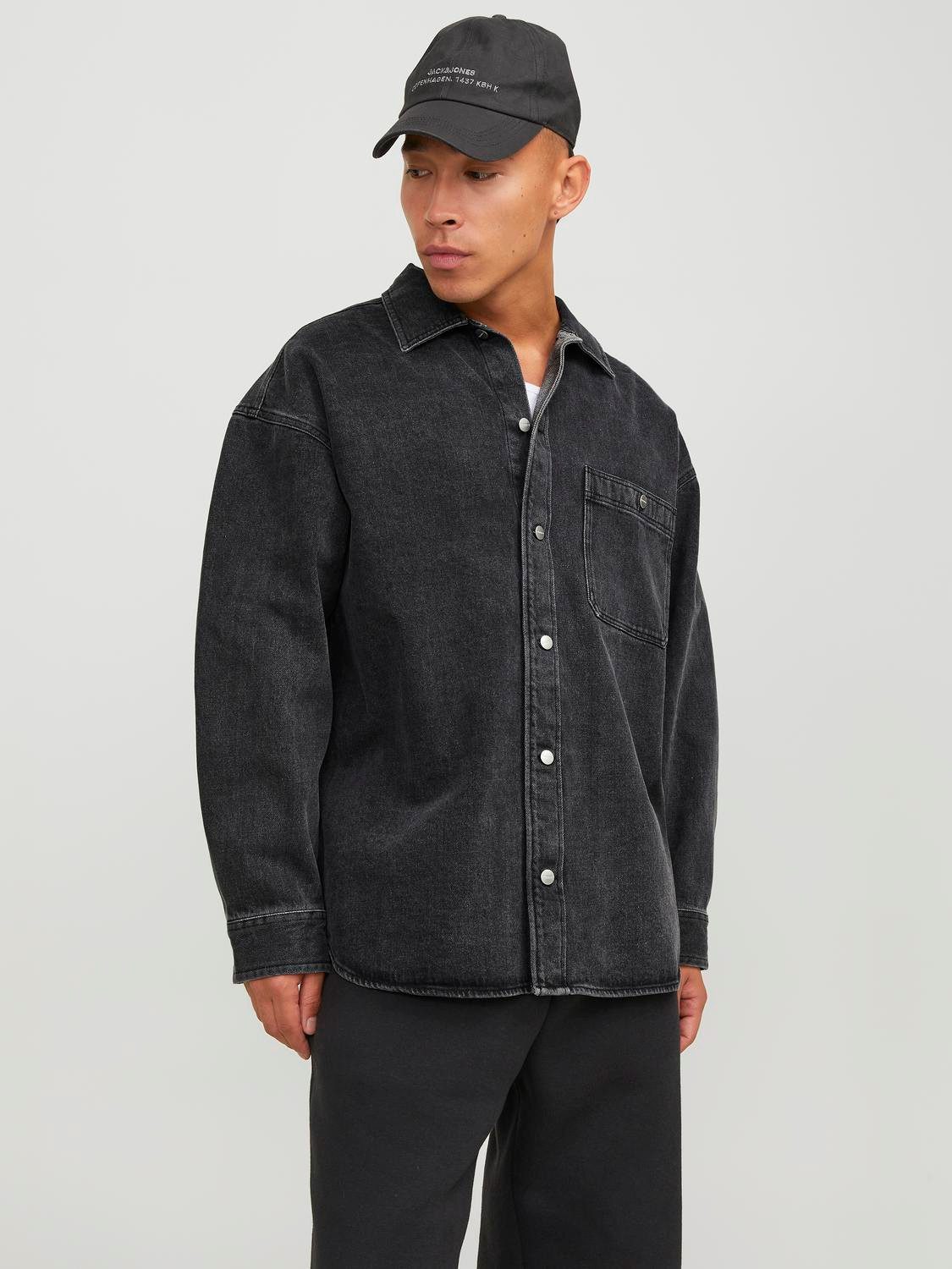 Jack & Jones Overhemd met lange mouwen JORSANTORINI DENIM OVERSHIRT LS SN heren overhemden maat S zwart