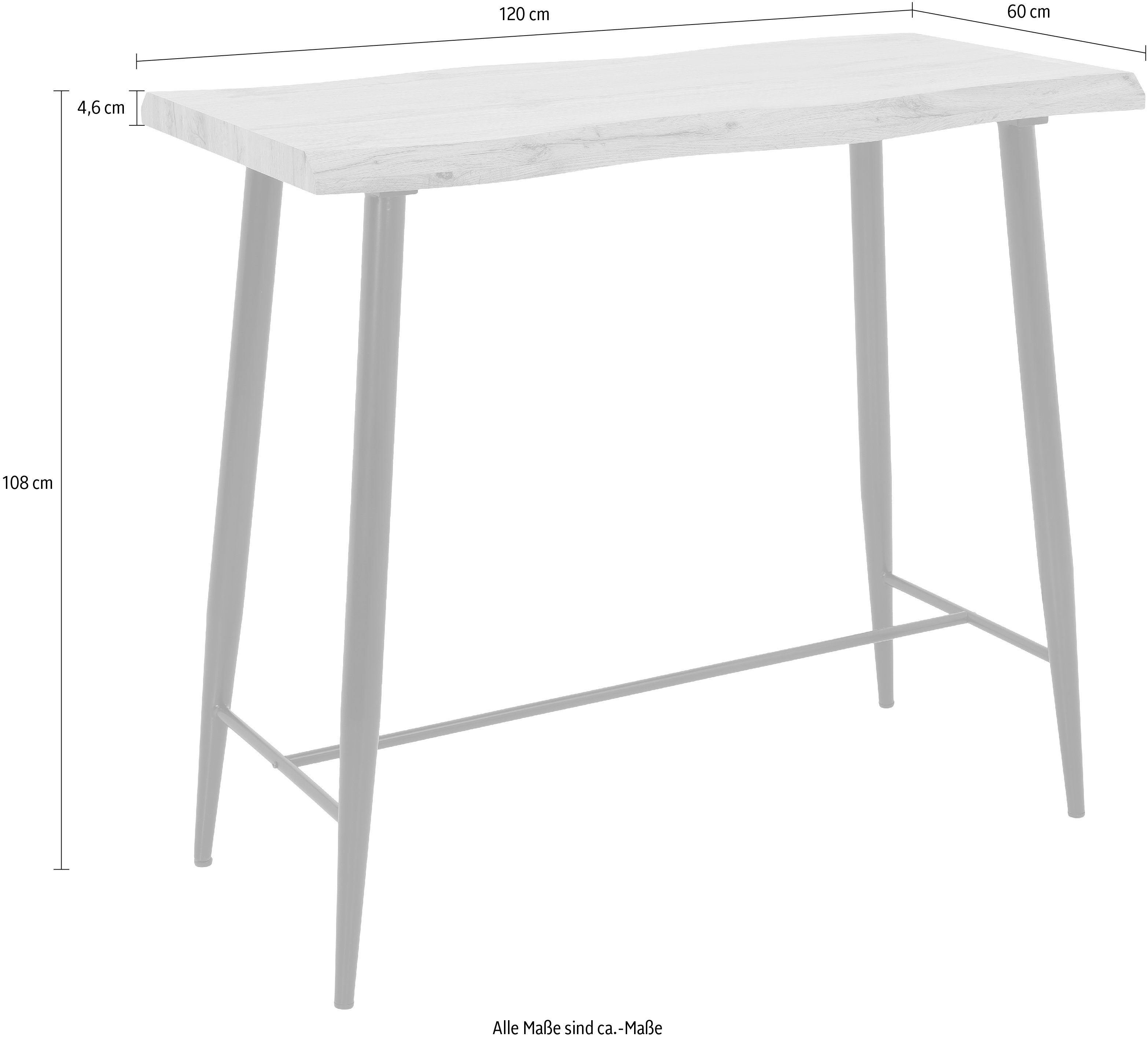 HELA Bartafel Gabi Boomstamtafel, 120 cm breed, Industrial design, wildeiken of grijs