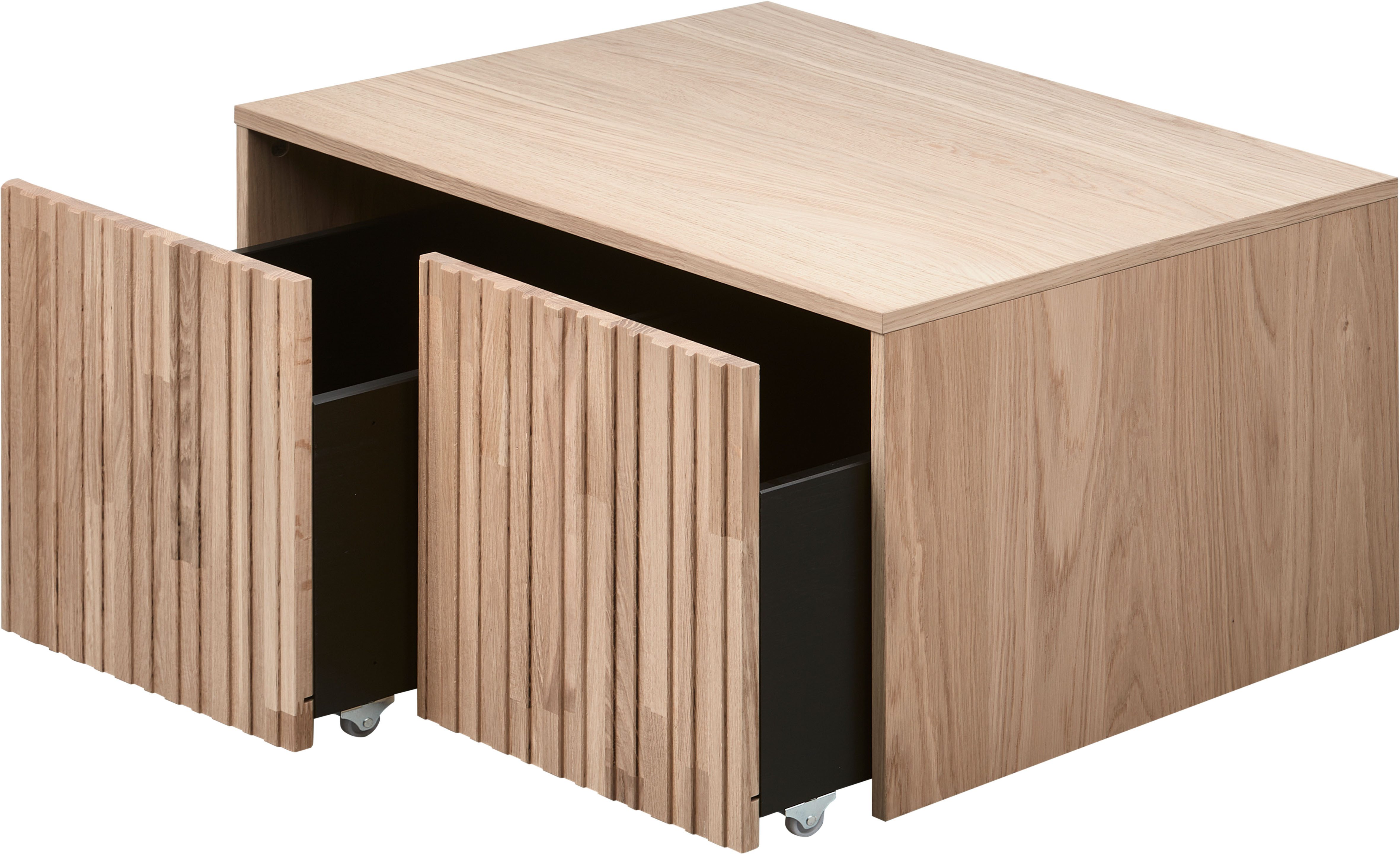 WOOOD Kistbank New Gravure bunkbank met grafische reliëfdeuren op wielen, breedte 88 cm