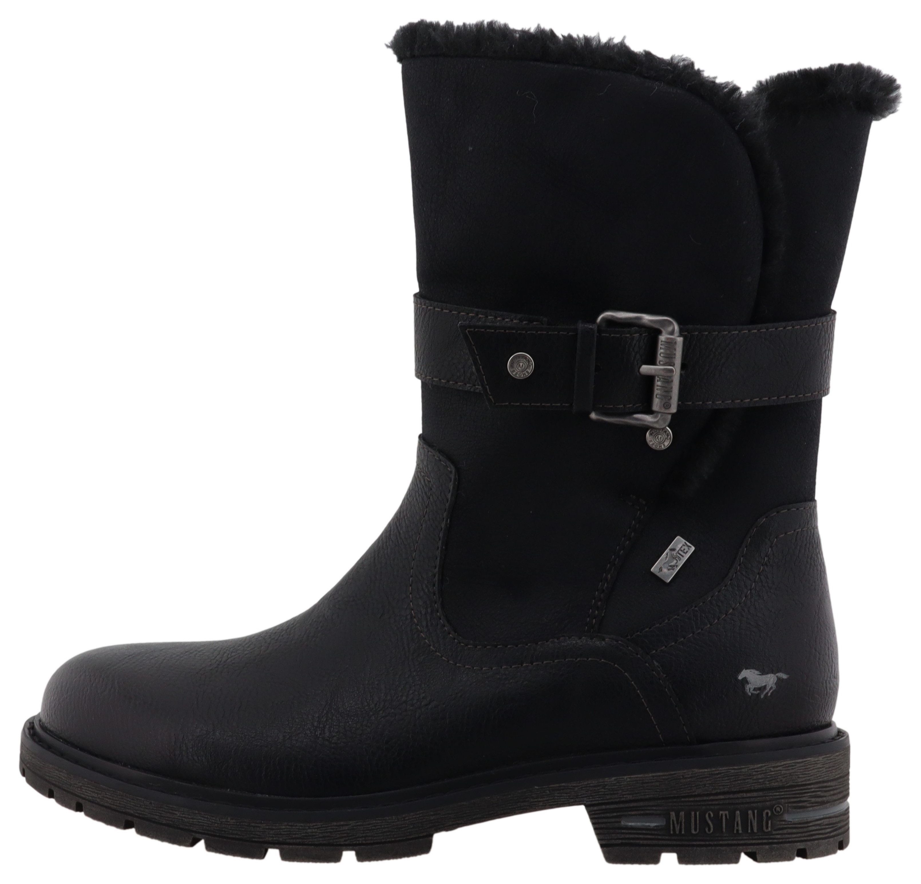 Mustang Shoes Winterlaarzen Bienke Biker boots met blokhak en sierriem