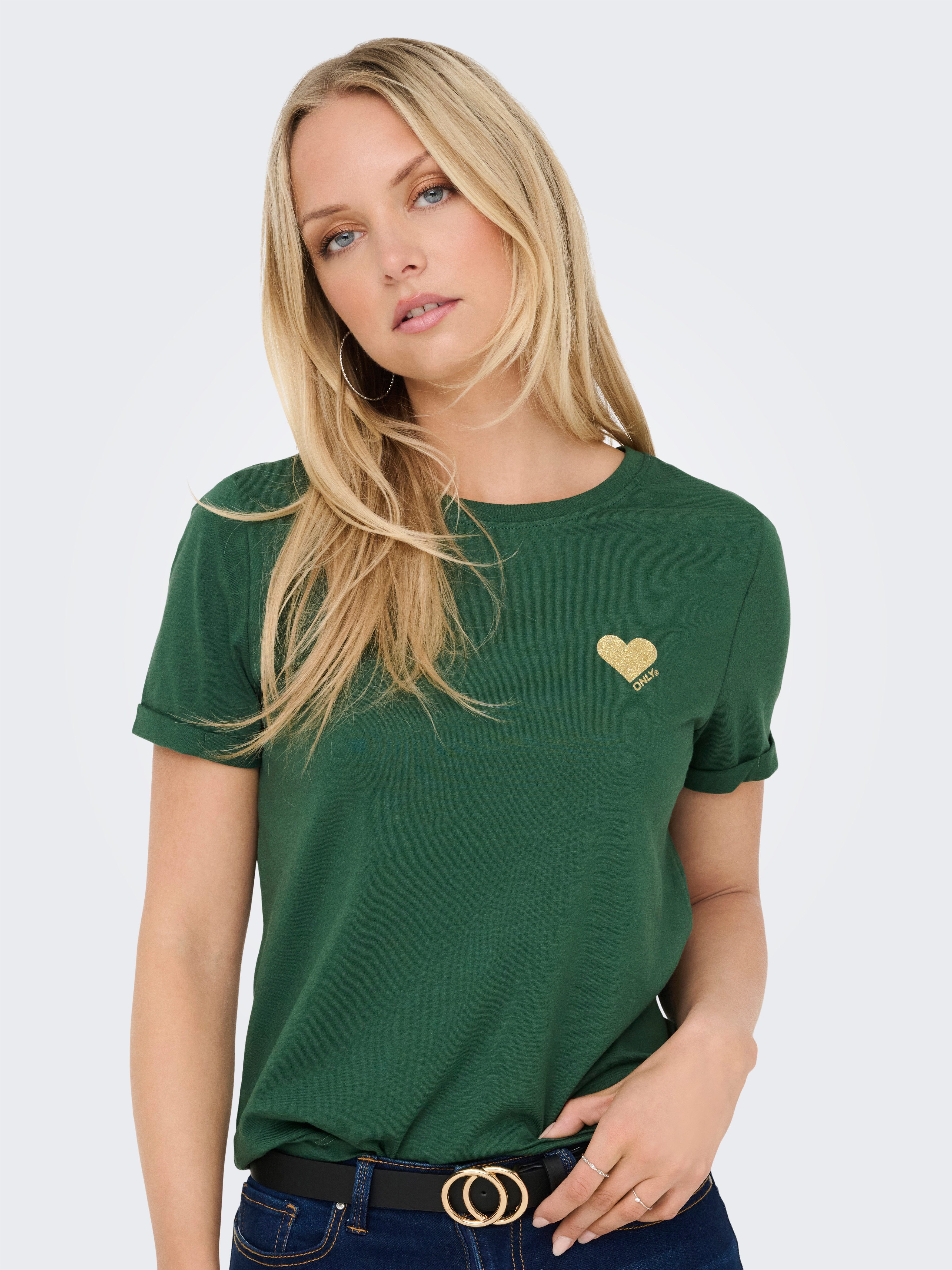 Only Shirt met korte mouwen ONLKITA S/S LOGO TOP NOOS