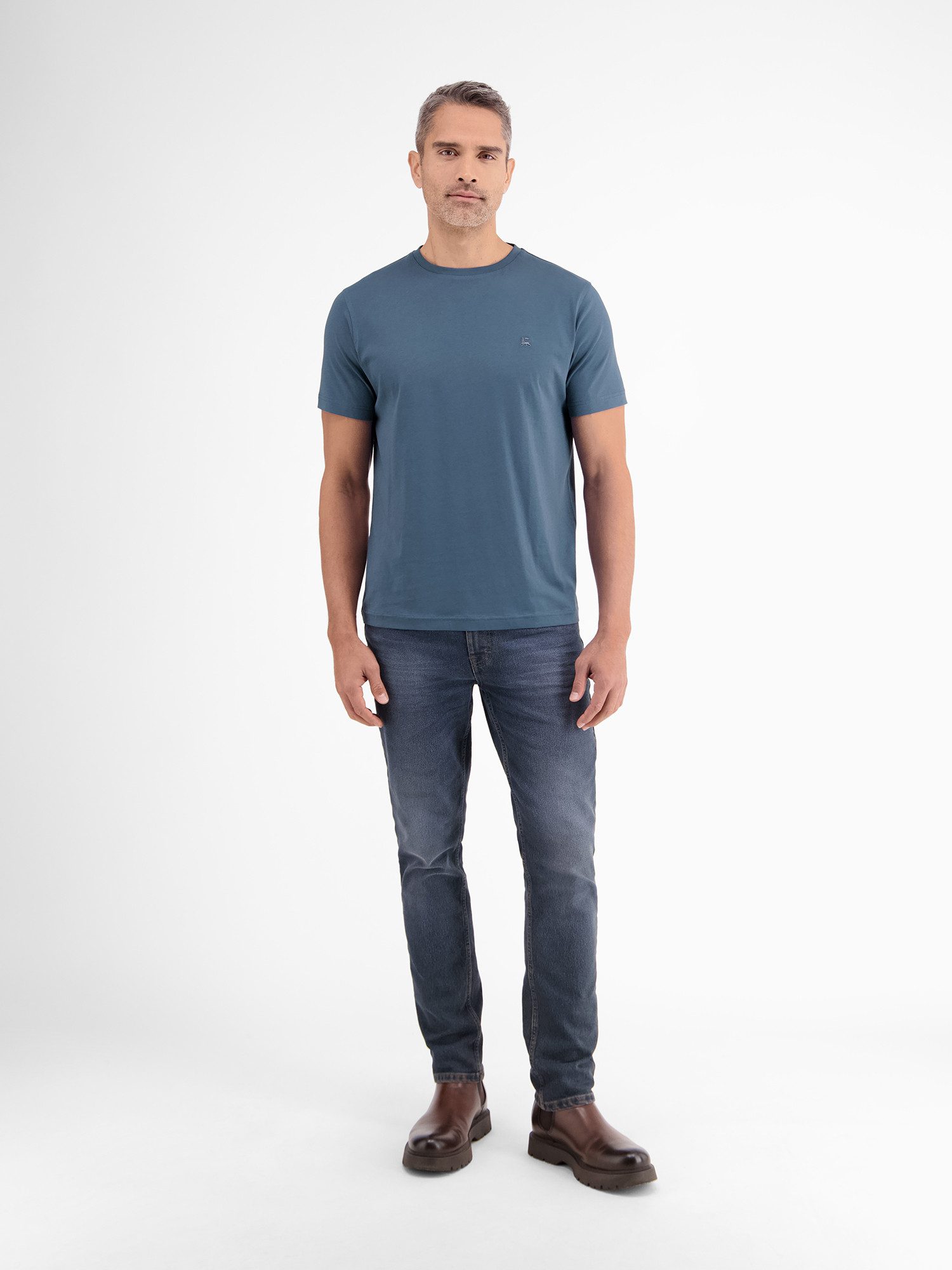 Lerros T-shirt LERROS basic T-shirt met logostiksel, effen