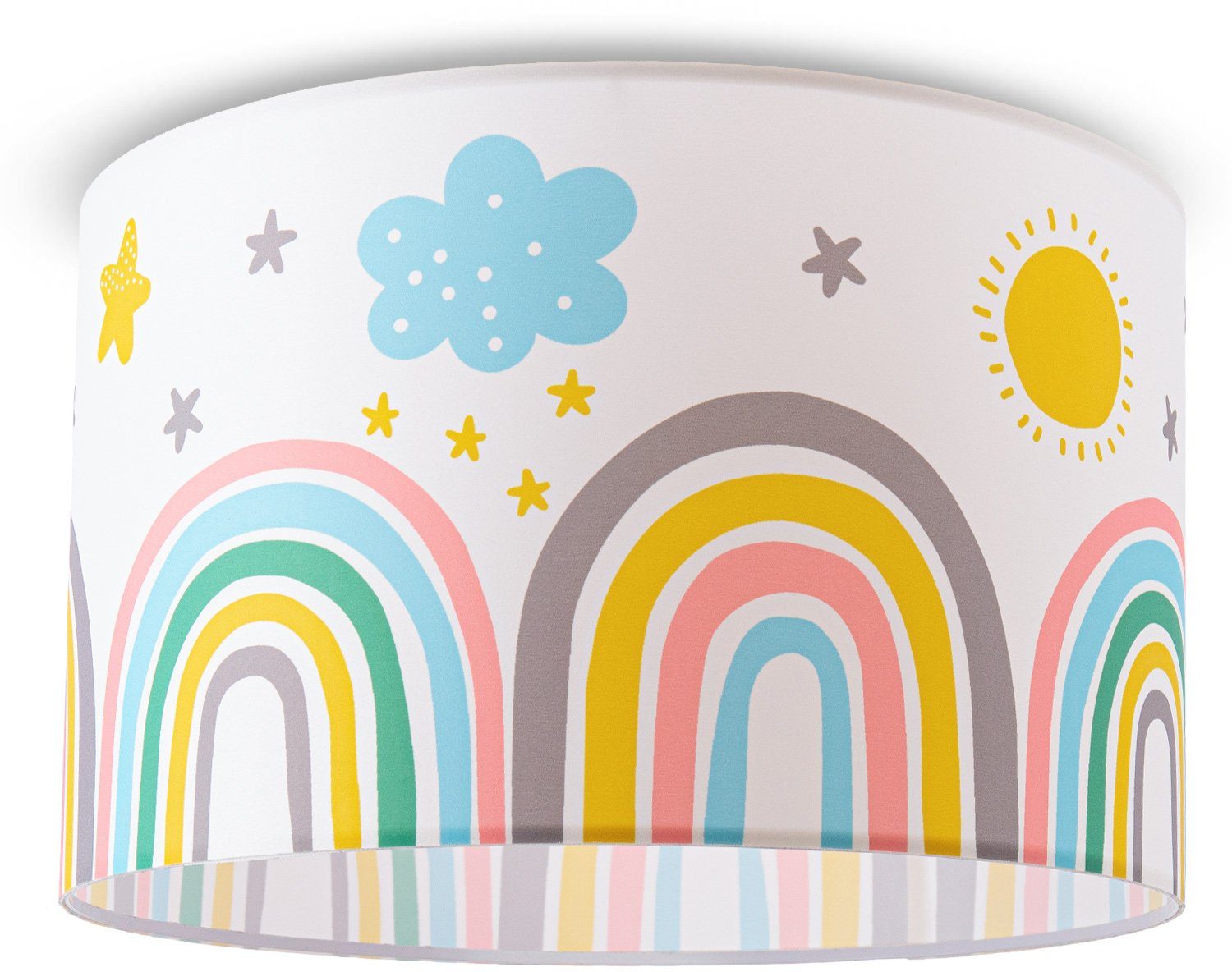 Paco Home Plafondlamp Tweet 462 Lamp kinderkamer plafondlamp regenboog zon wolken sterren E27