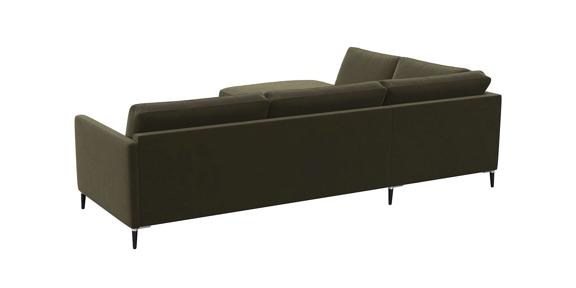 FLEXLUX Hoekbank Fiore, L-vorm smalle armleuningen, koudschuim, poten aluminium + zwart