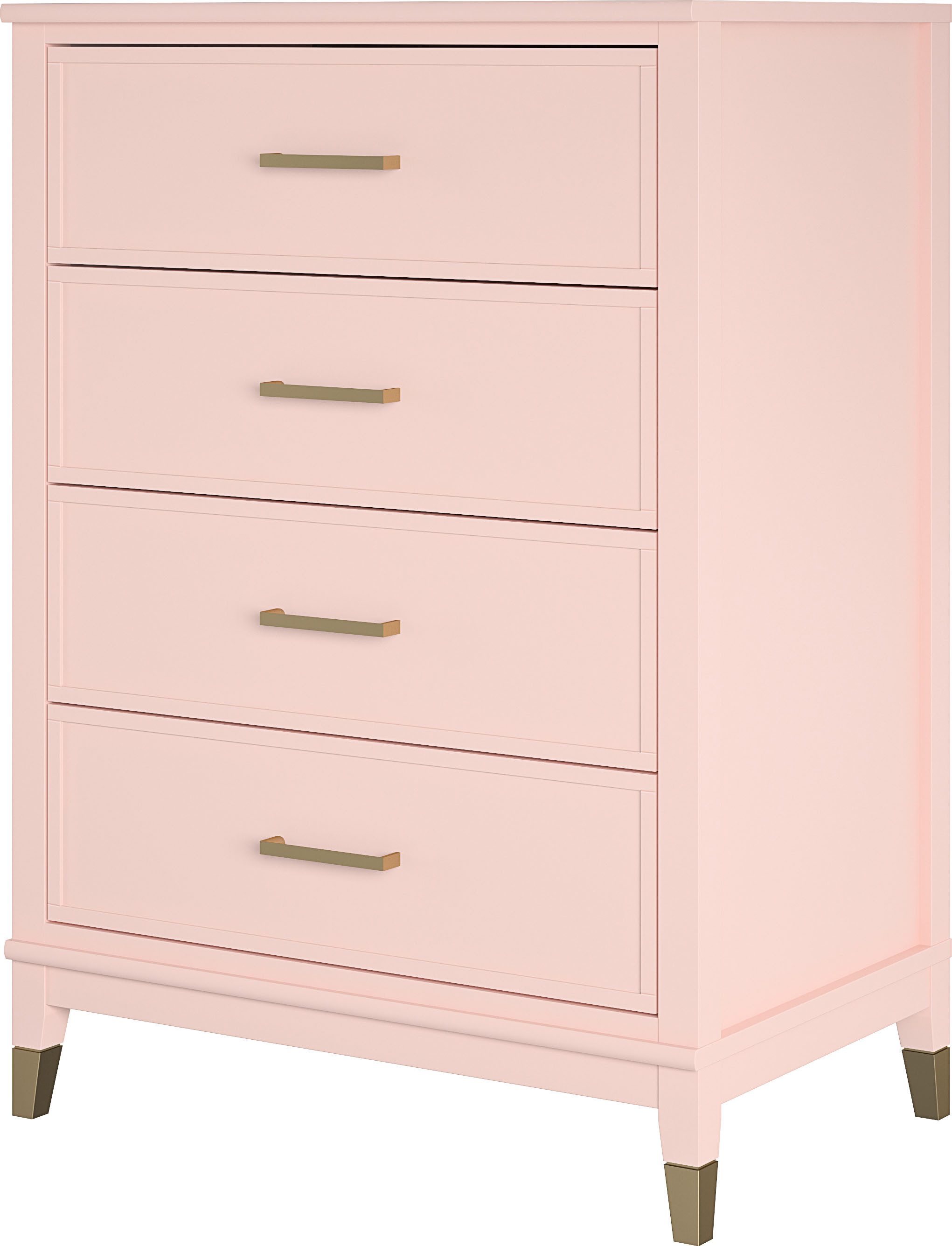 CosmoLiving by Cosmopolitan Kast Westerleigh met 4 laden, mdf, poten van massief hout, hoogte 106 cm, breedte 76 cm