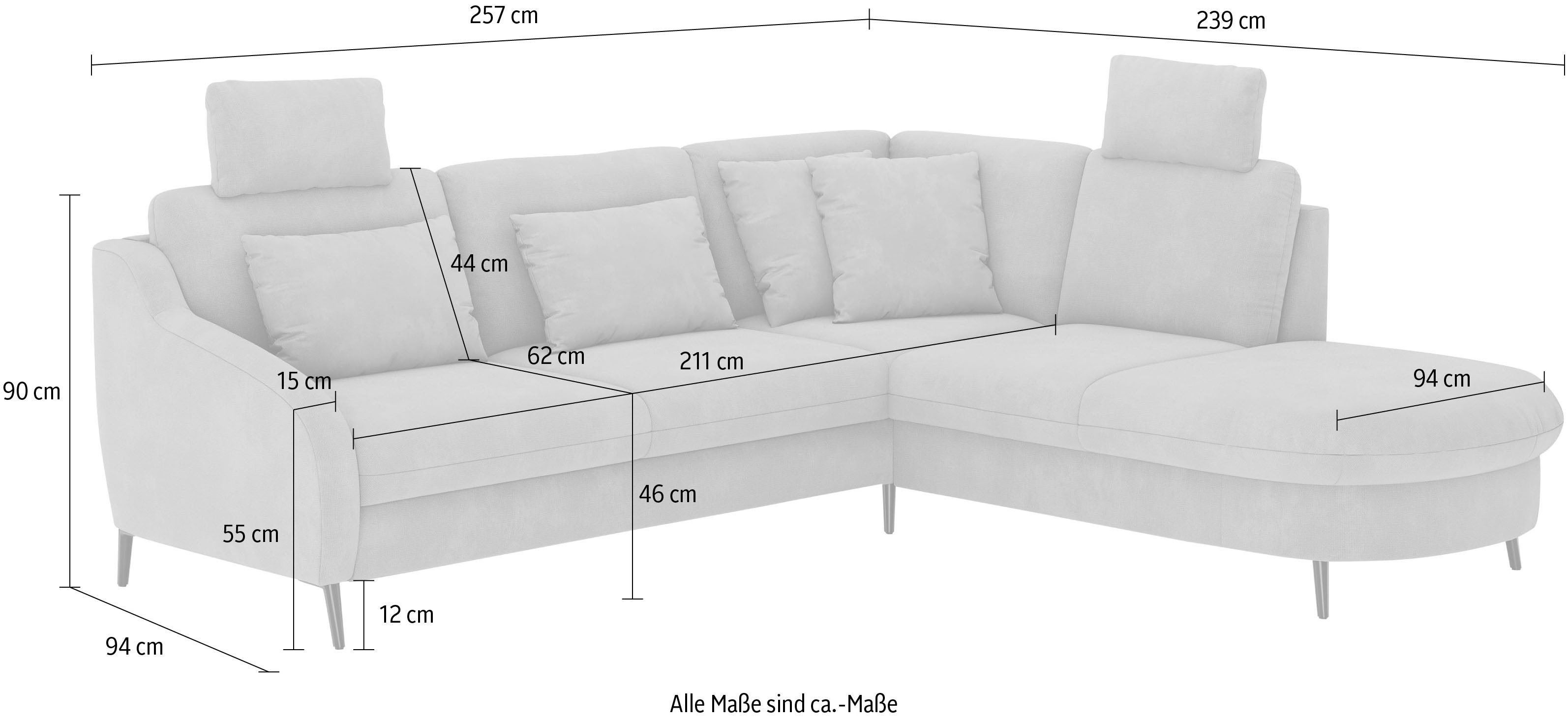 sit&more Hoekbank Soul L-vorm optioneel met bedfunctie en bedlade of lade