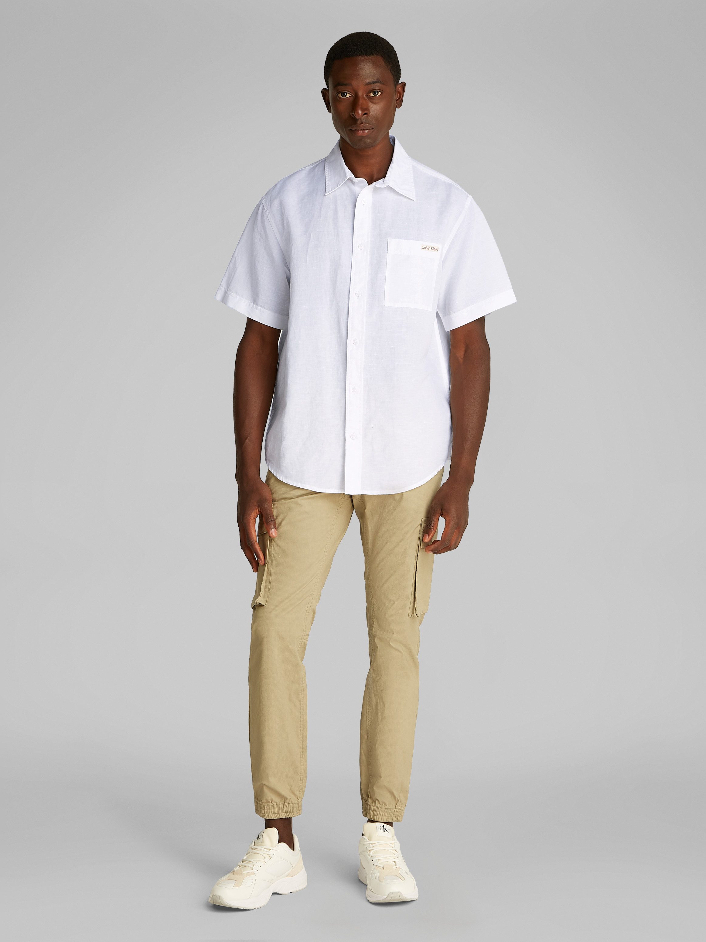 Calvin Klein Overhemd met korte mouwen LINEN COTTON S/S SHIRT