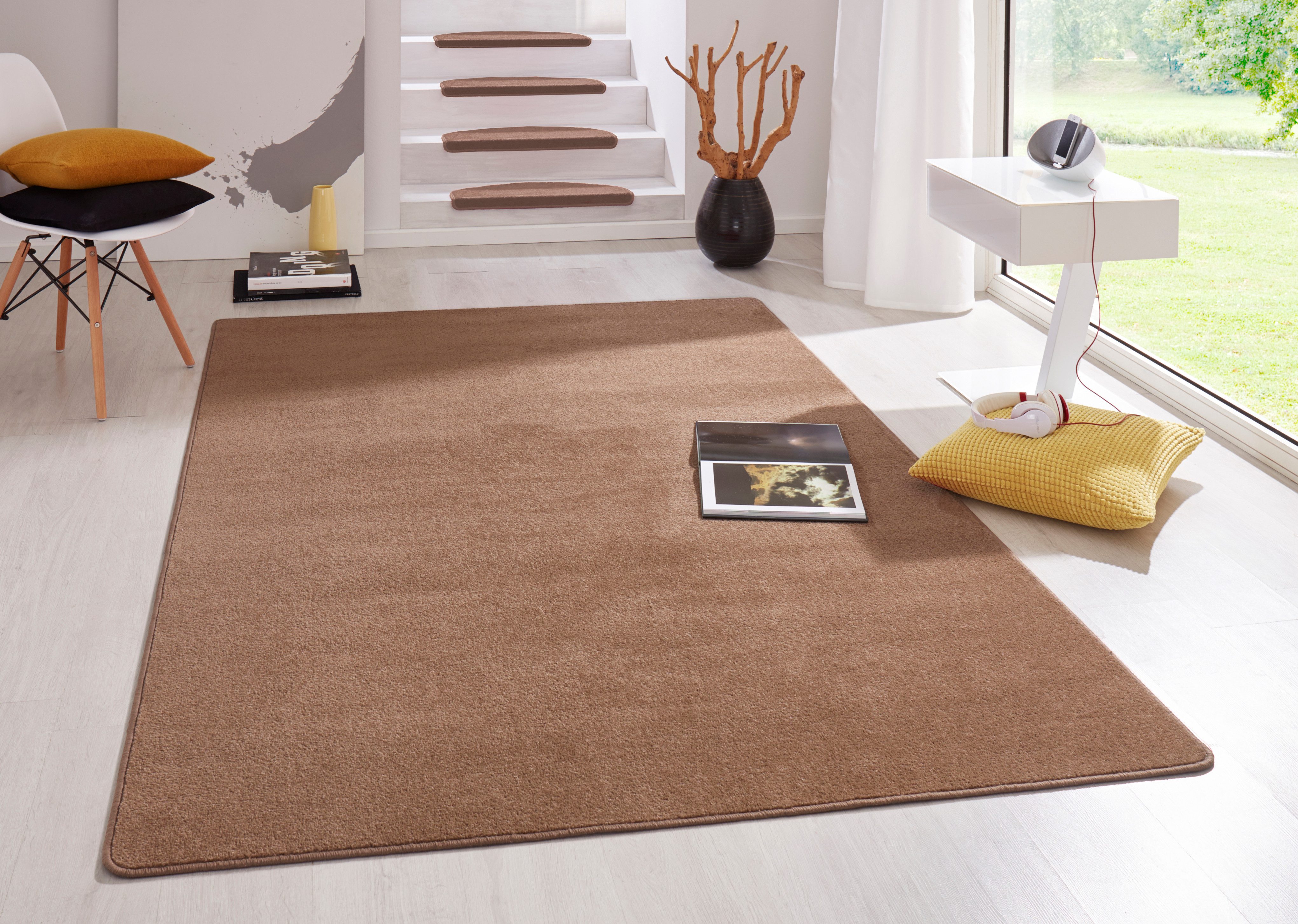 HANSE Home Vloerkleed Fancy Kortpolig, loper, effen, geketteld, woonkamer, slaapkamer, eetkamer