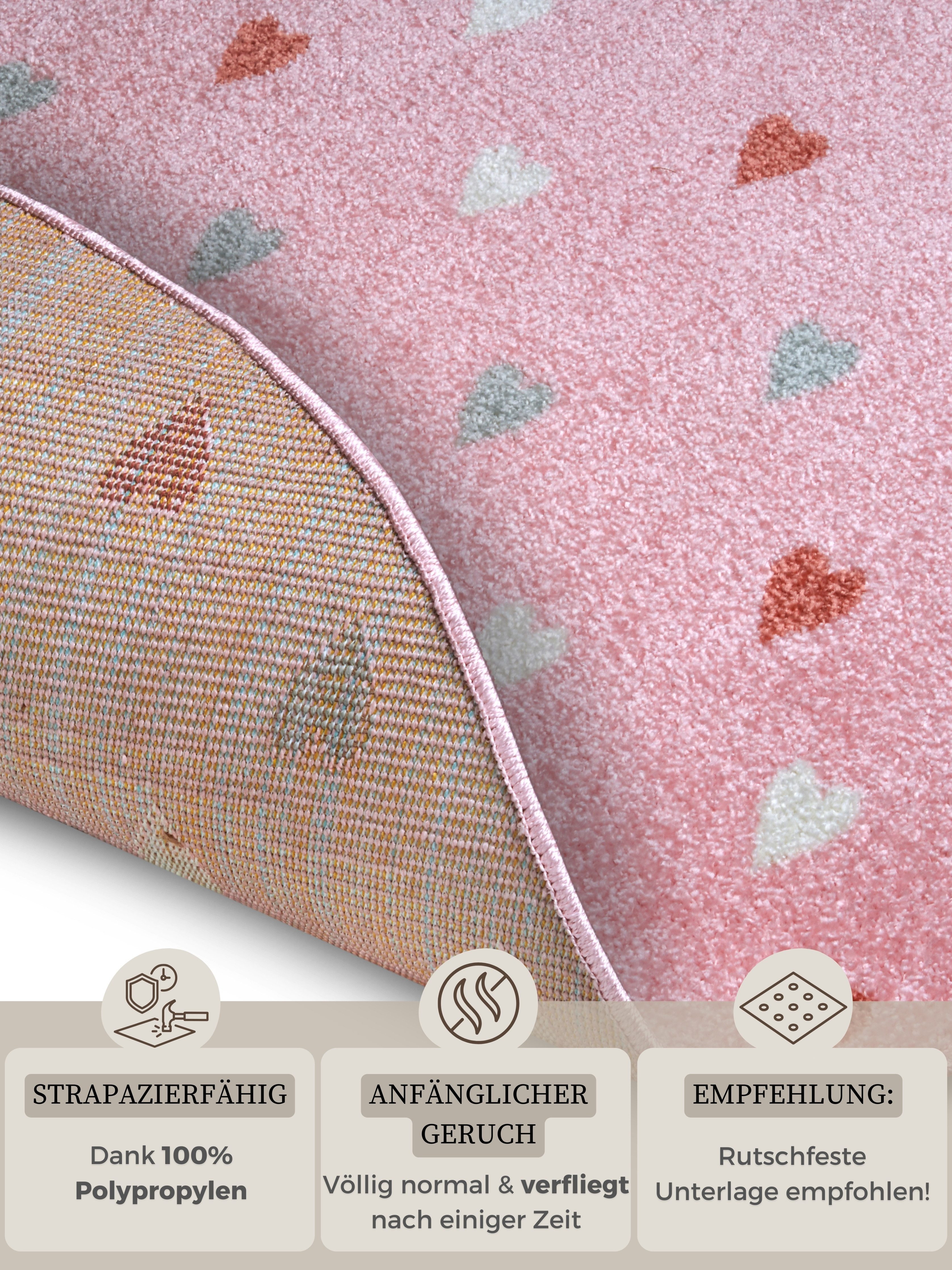 HANSE Home Kindervloerkleed Adventures Little Hearts Speeltapijt, stevig, kinderkamer, kortpolig, speelondergrond