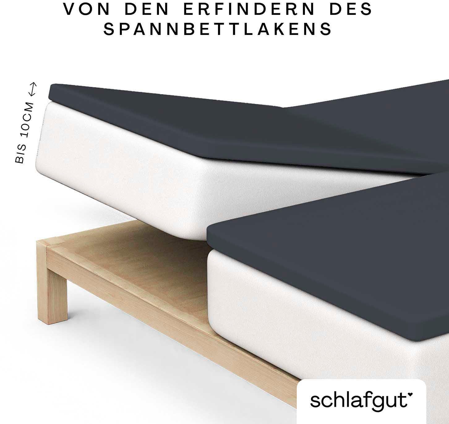 Schlafgut Hoeslaken Pure Split-Topper MADE IN GREEN by OEKO-TEX (1 stuk) hoeslakens grijs