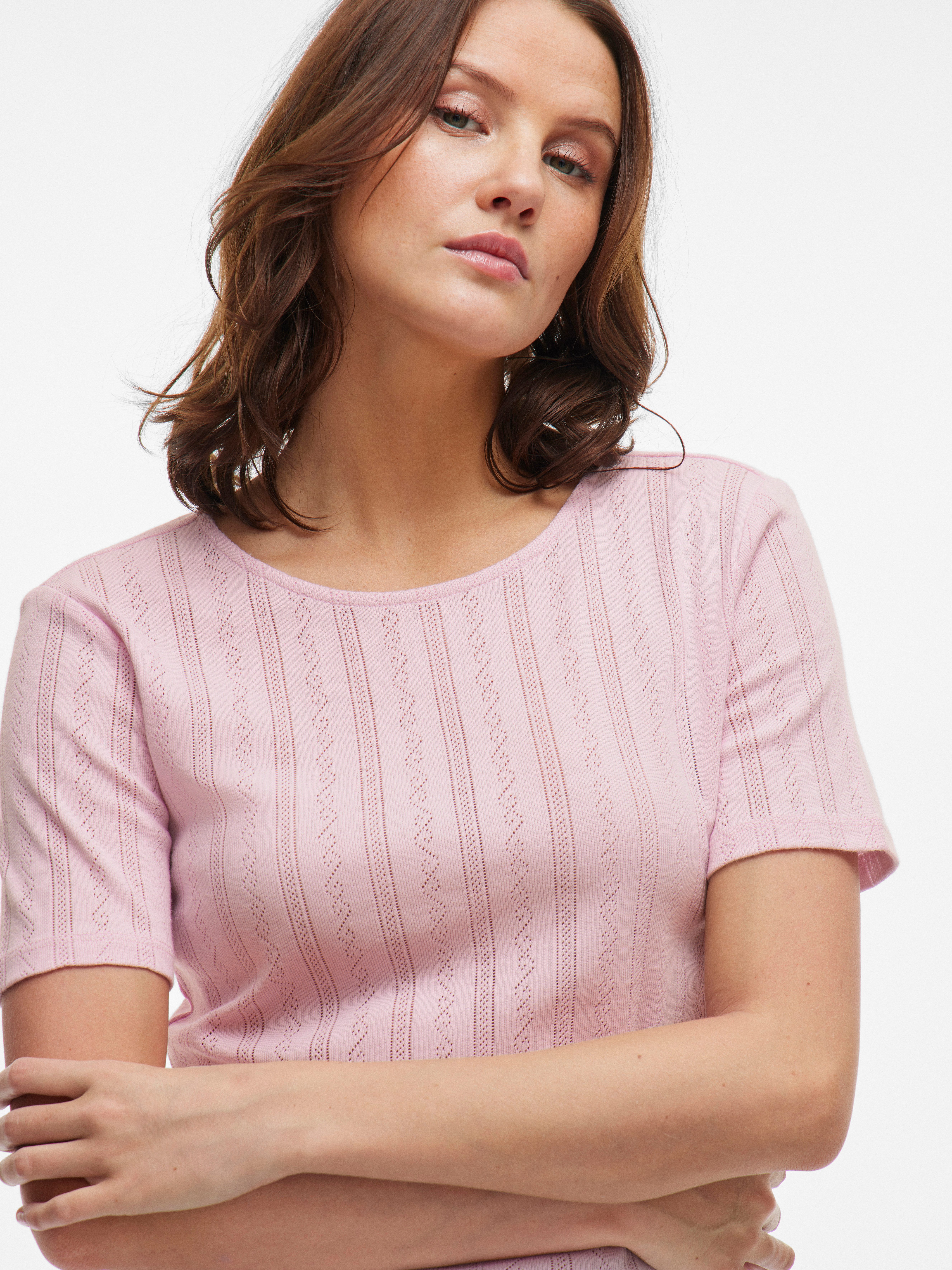 Vila Shirt met korte mouwen VIKASSIE S/S POINTELLE TOP - NOOS