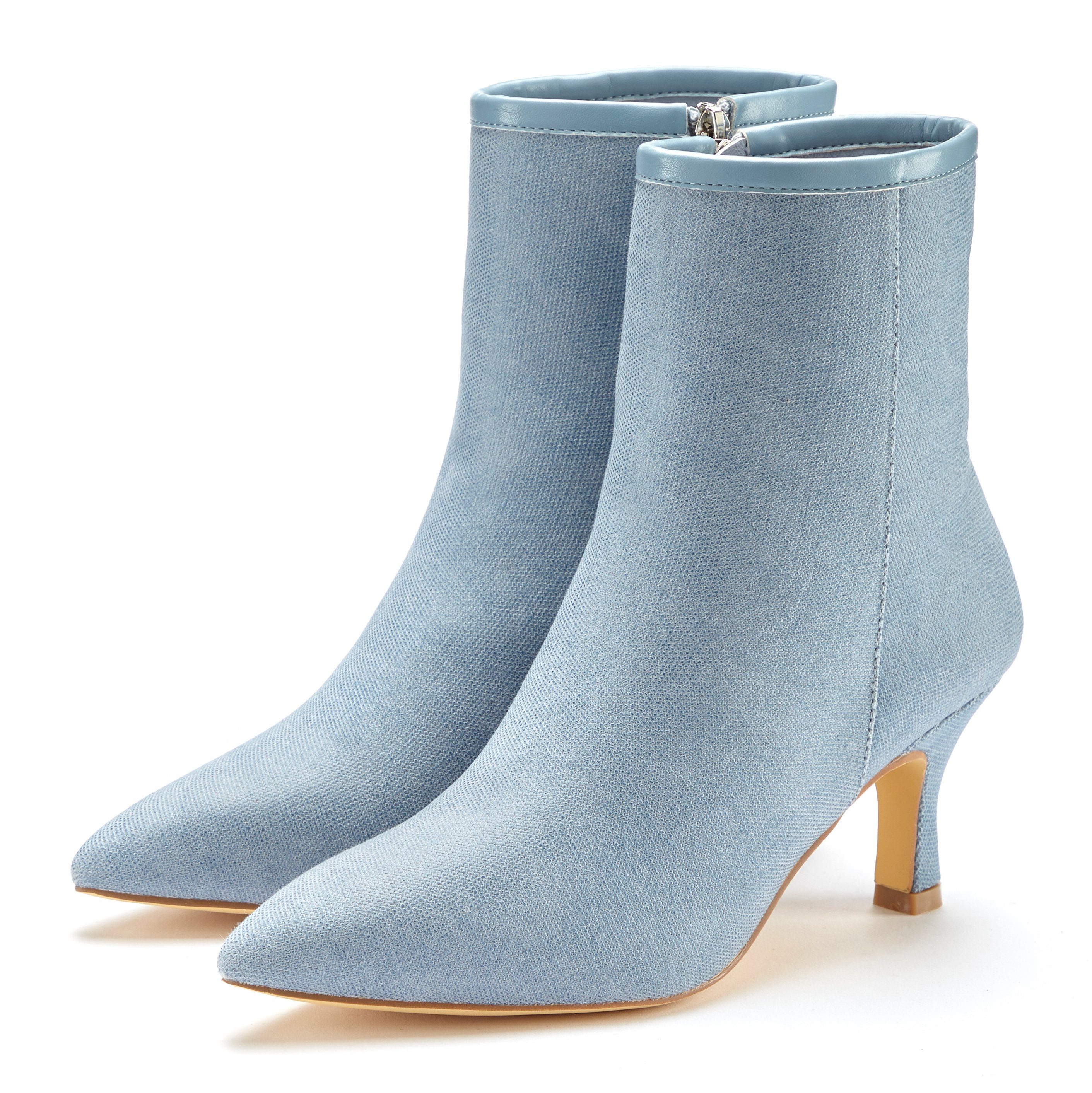 Lascana Laarsjes High-heel enkellaars in denim-look VEGAN