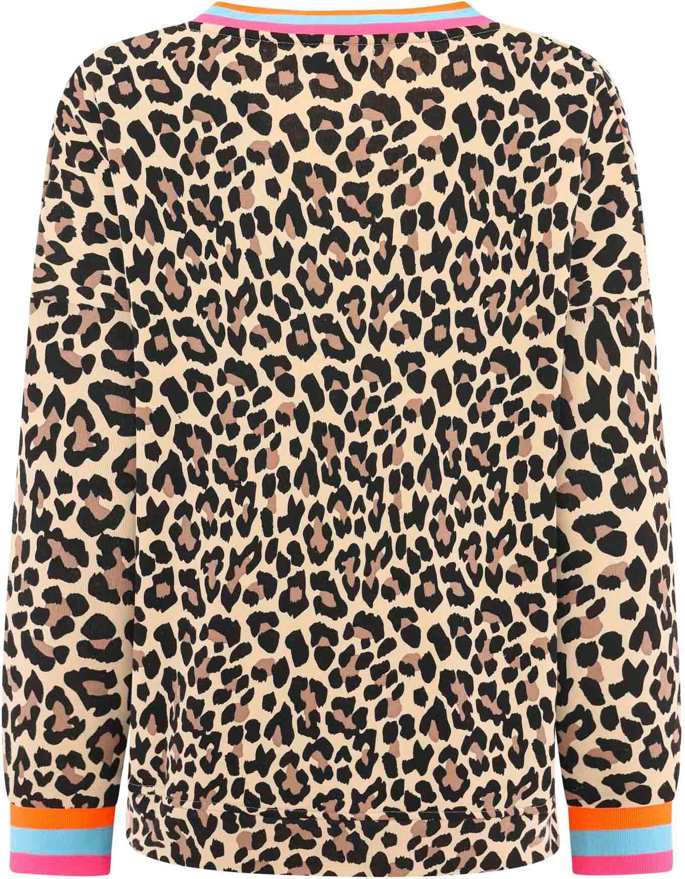 Zwillingsherz Sweatshirt met trendy leeuw-look, vokuhila-snit en neonkleurige details
