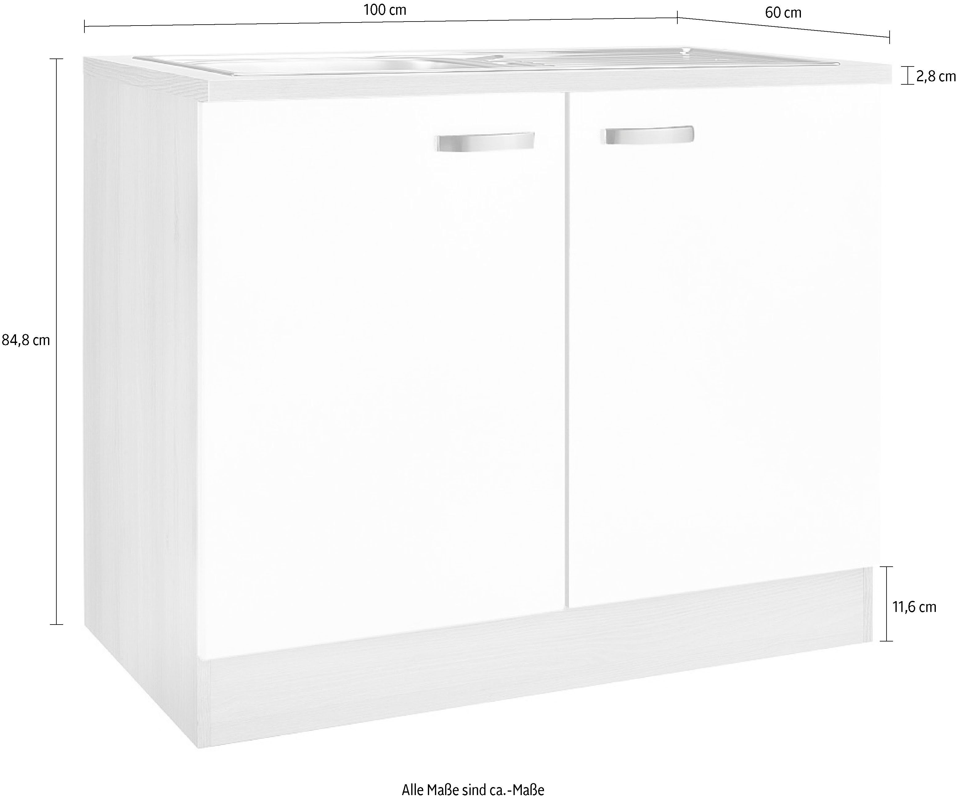 OPTIFIT Gootsteenkast Faro , met metalen handgrepen, breedte 100 cm